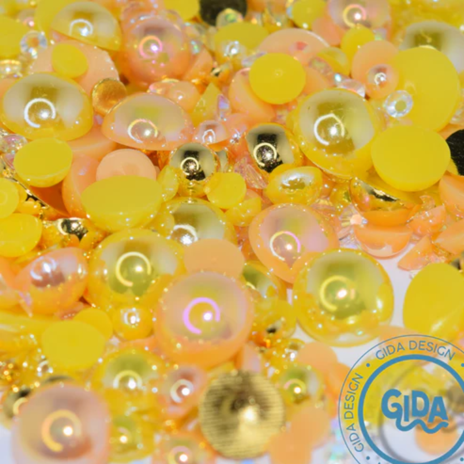 Flat Back Pearl Mix | Gold & Yellow | 1.2oz