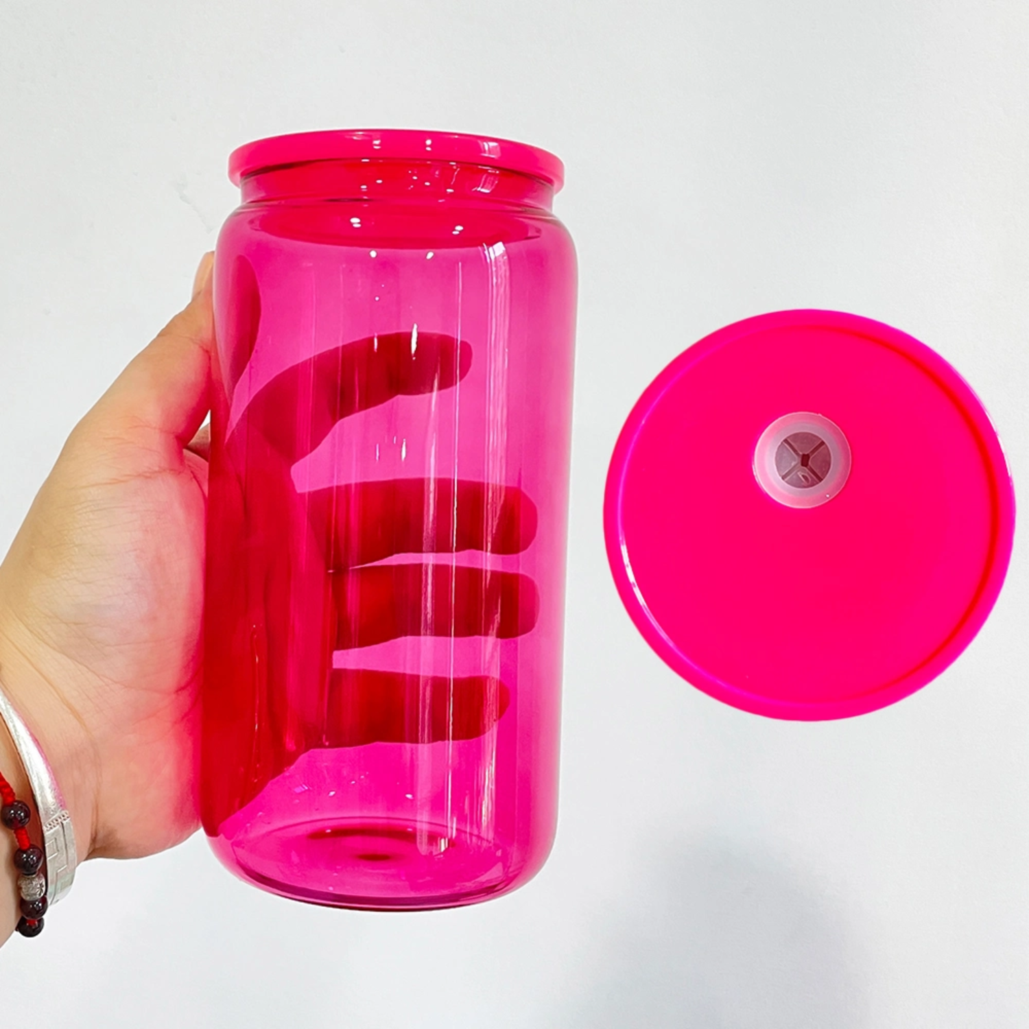 Promo Viniles Panamá - Jelly Can Glass Sublimables | Tapa y carrizo de plástico | 16oz - Promo Viniles Panamá