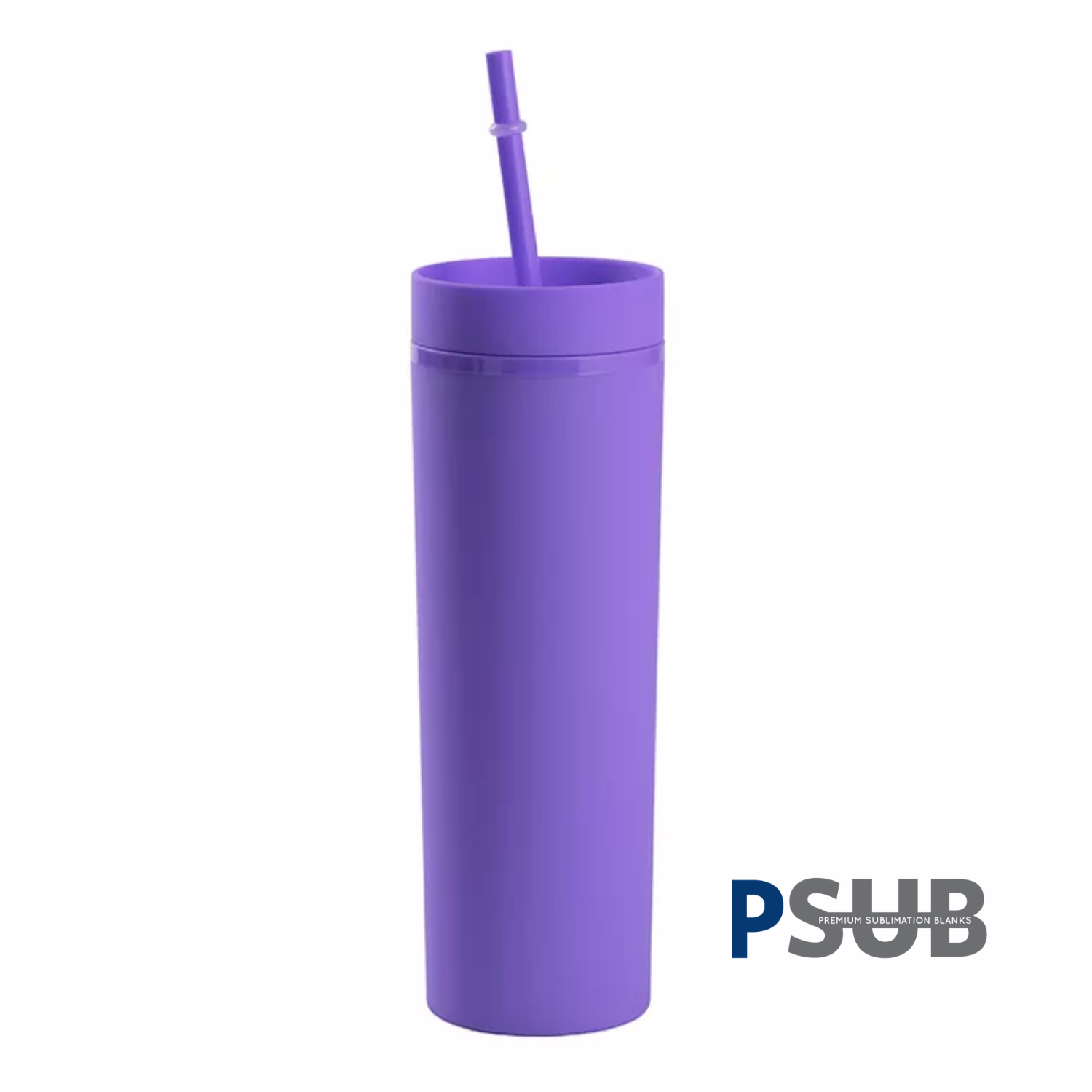 Vaso Skinny con carrizo y tapa | 16 oz | Morado + UV DTF Wrap GRATIS