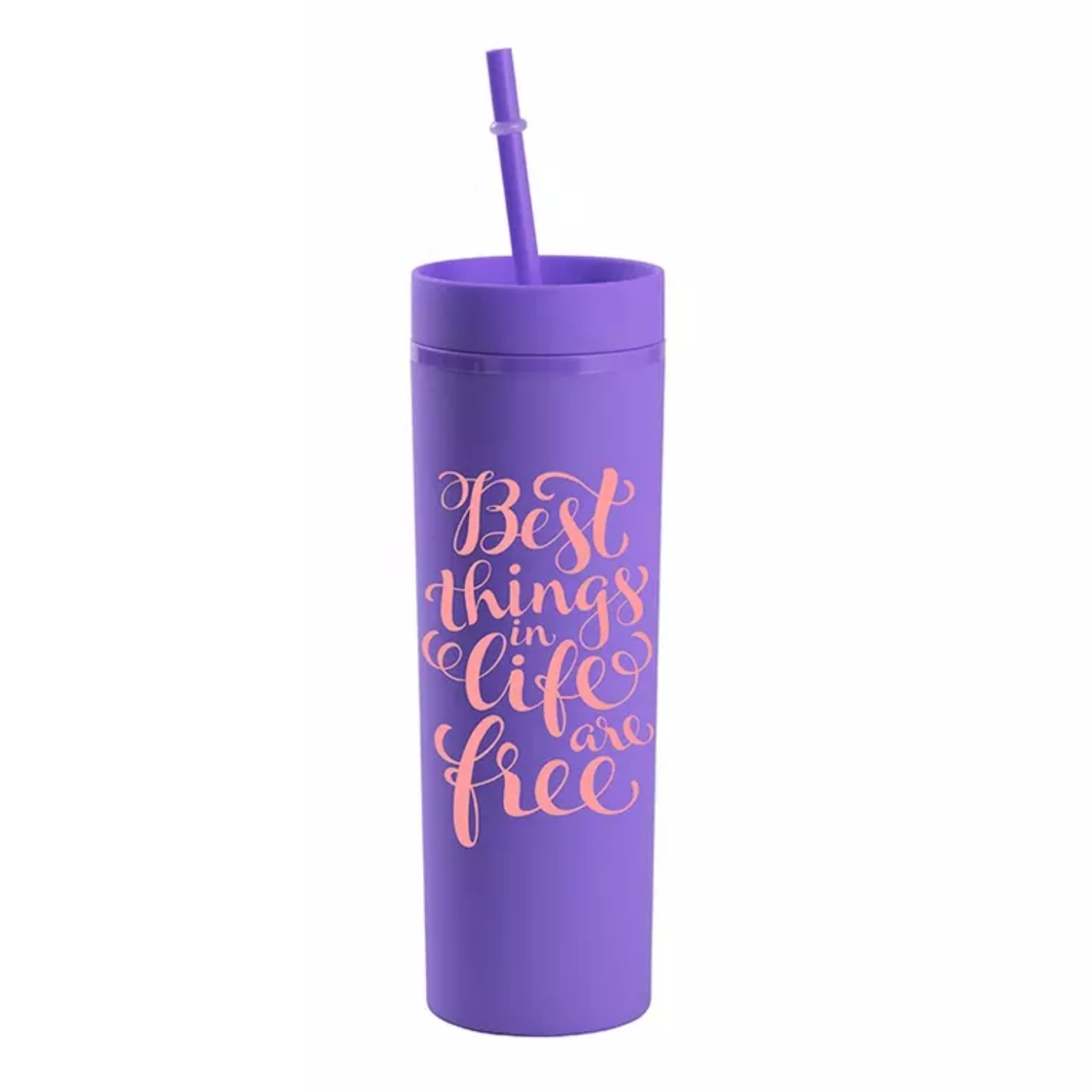 Vaso Skinny con carrizo y tapa | 16 oz | Morado + UV DTF Wrap GRATIS