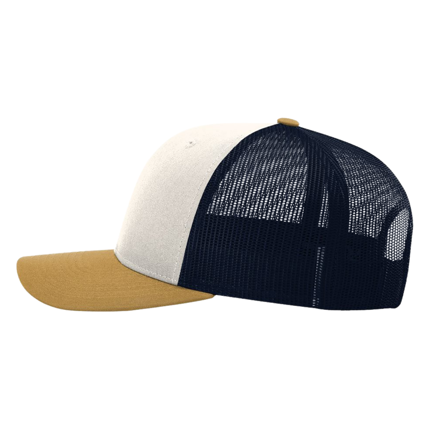 Richardson 112 | Adjustable Snapback Trucker Cap | Cream/ Navy/ Amber Gold