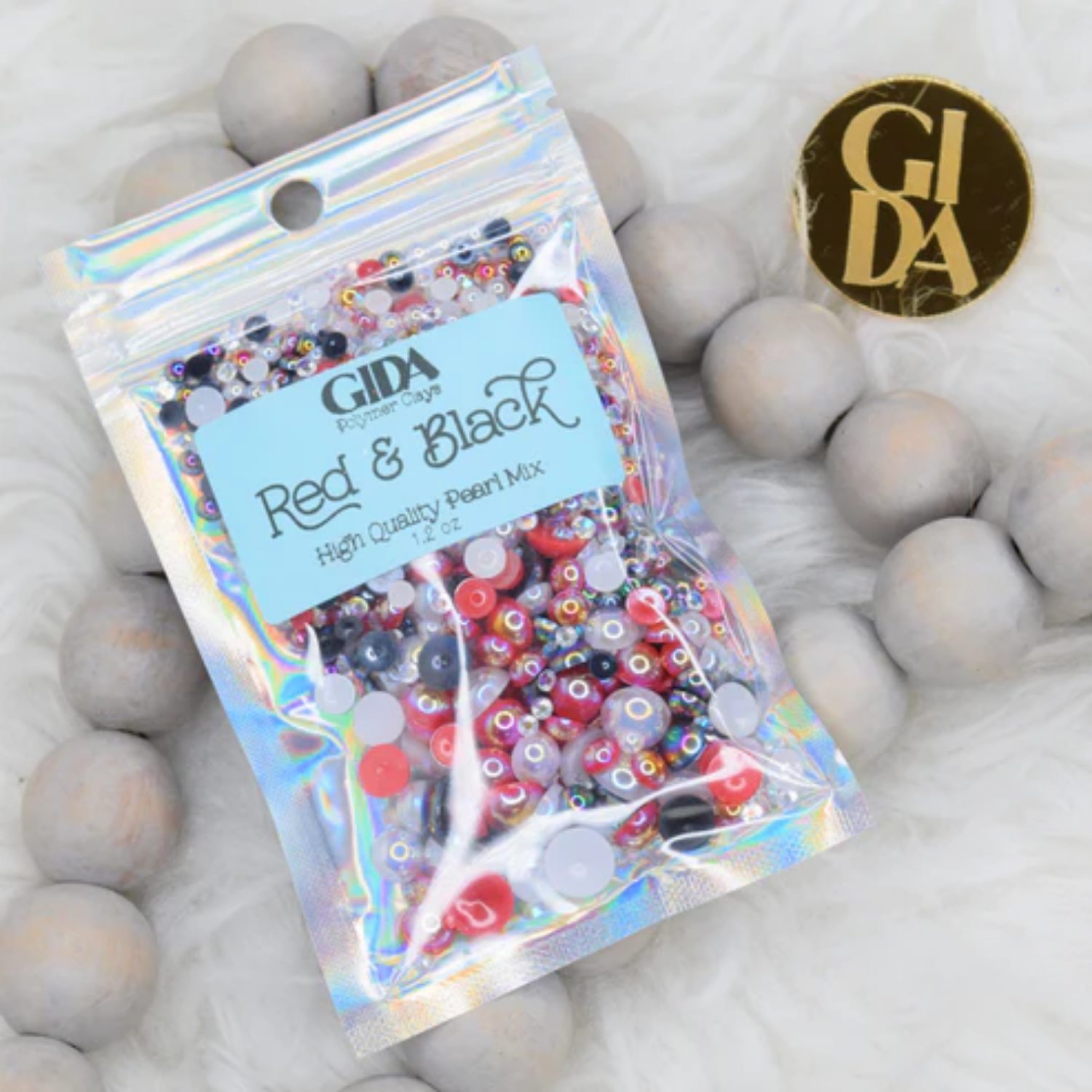 Flat Back Pearl Mix | Red & Black | 1.2oz