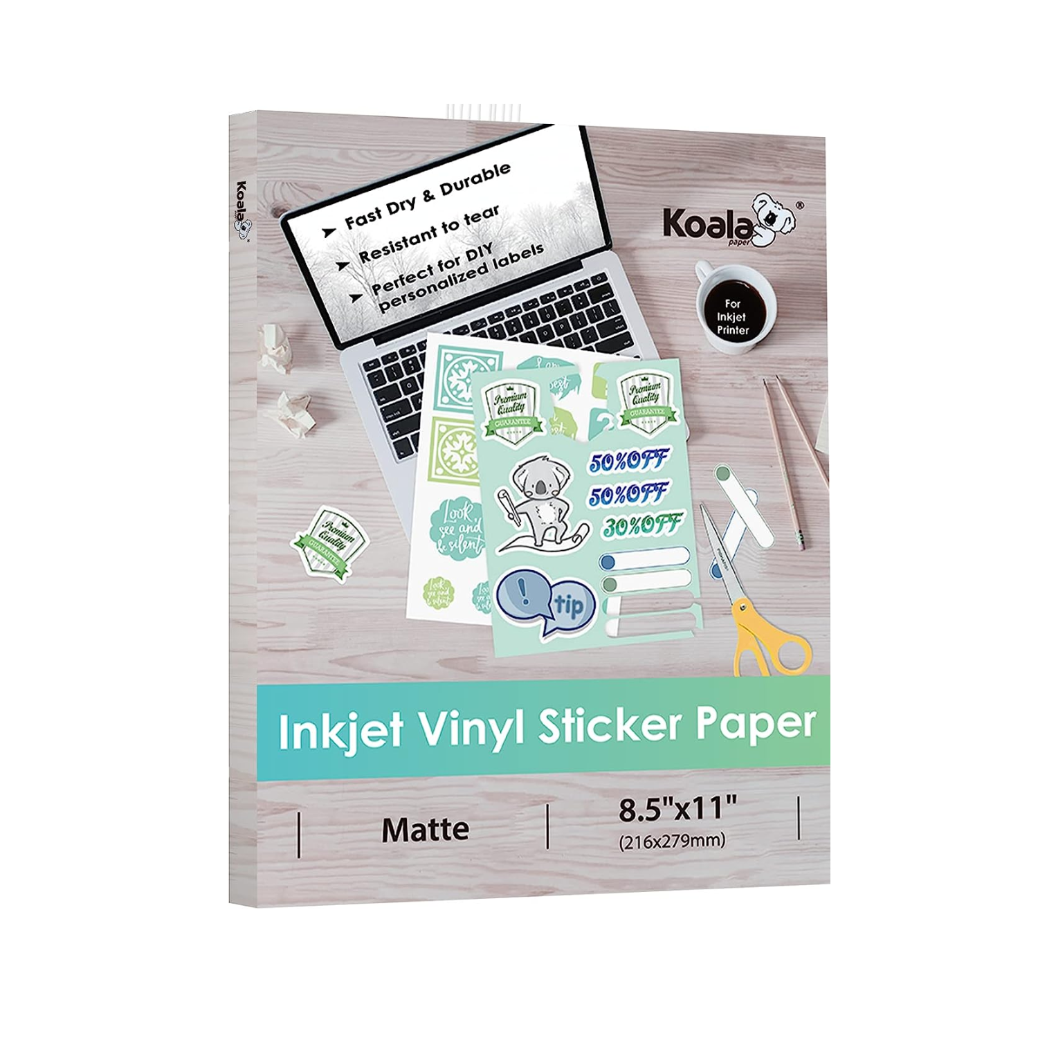 Koala | Vinil Adhesivo Imprimible | Inkjet | Matte Blanco