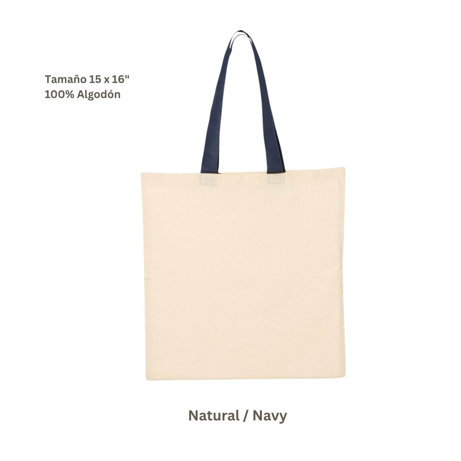 Bolsa Tote de Algodón Natural | Asa Color Navy