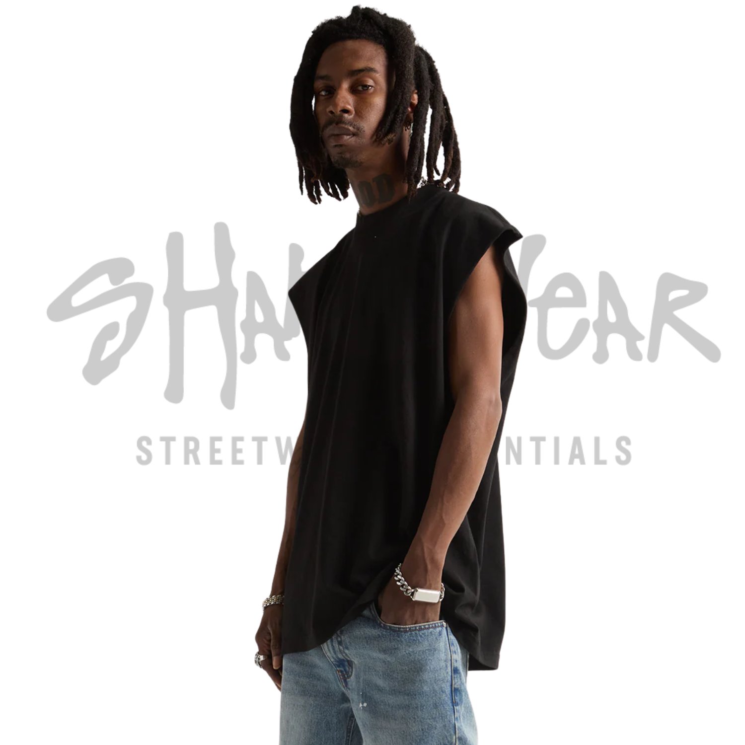 Shaka Wear Garment Dye Muscle Tee | Black | 7.5 oz