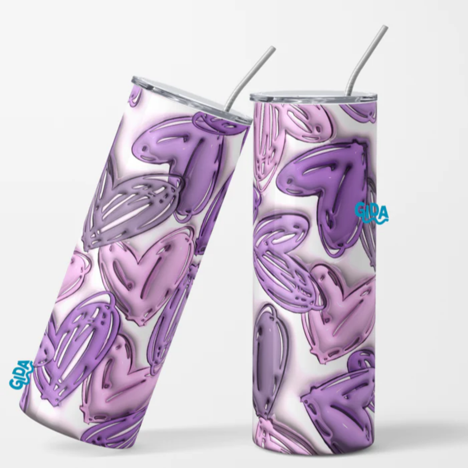 3D Wrap | Purple Hearts | 20 oz