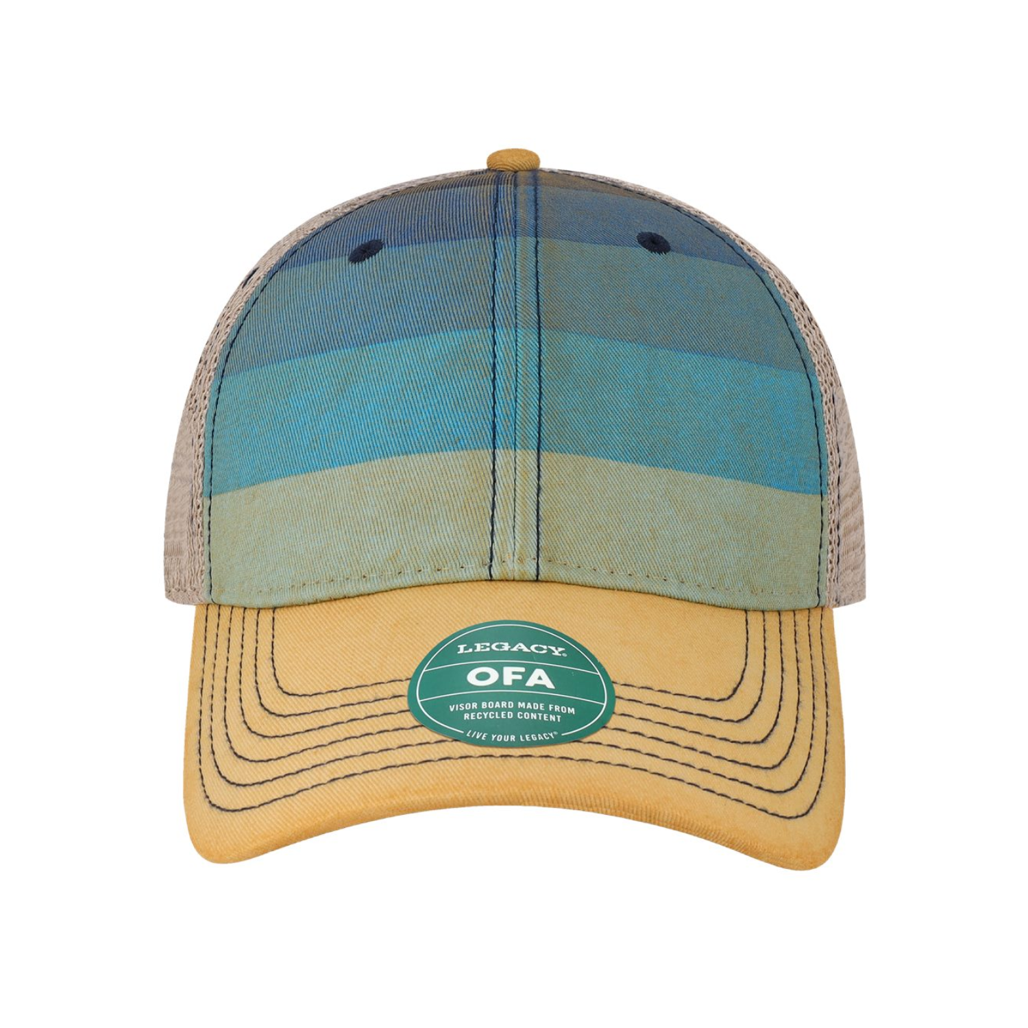 Old Favorite Trucker Cap - OFA | Blue Stripe Khaki
