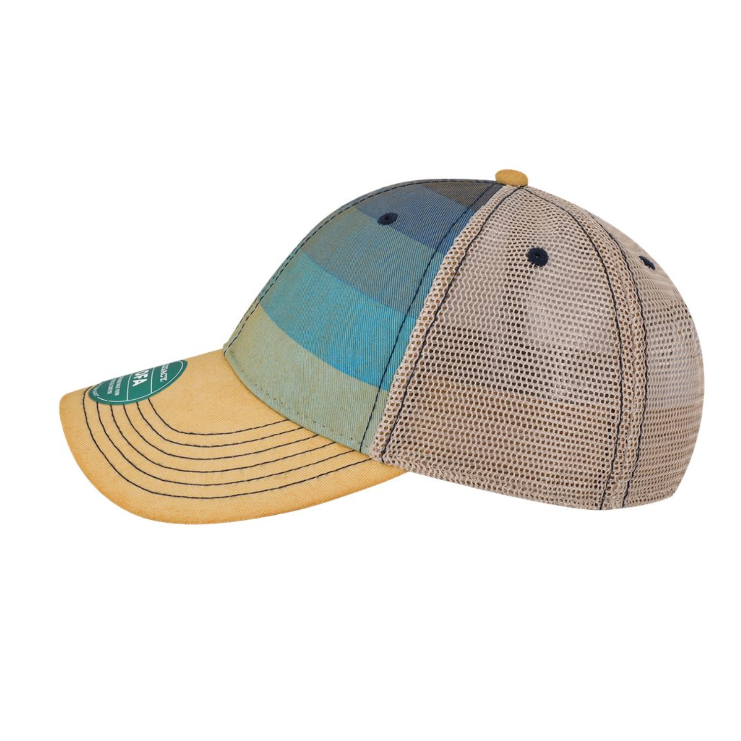 Old Favorite Trucker Cap - OFA | Blue Stripe Khaki