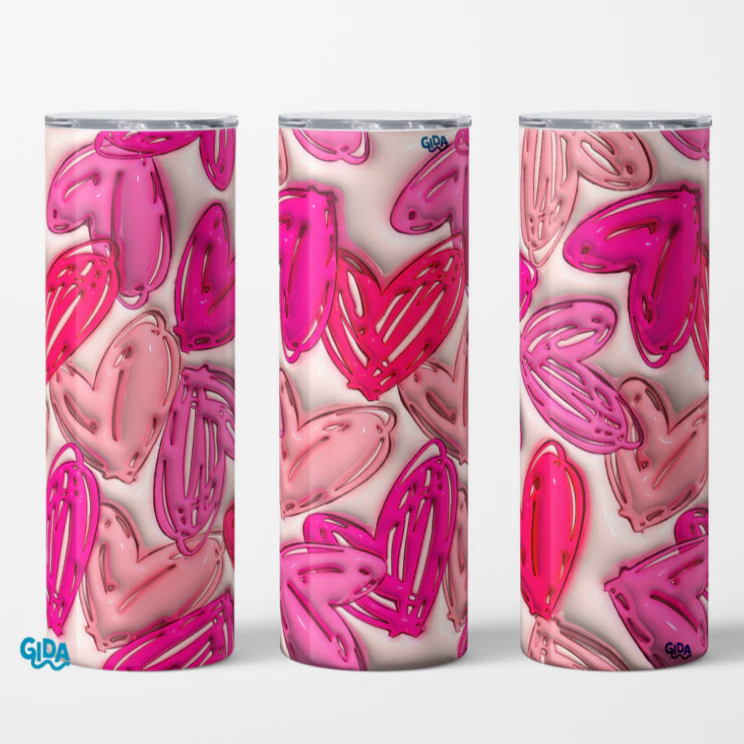 3D Wrap | Pink Hearts | 20 oz