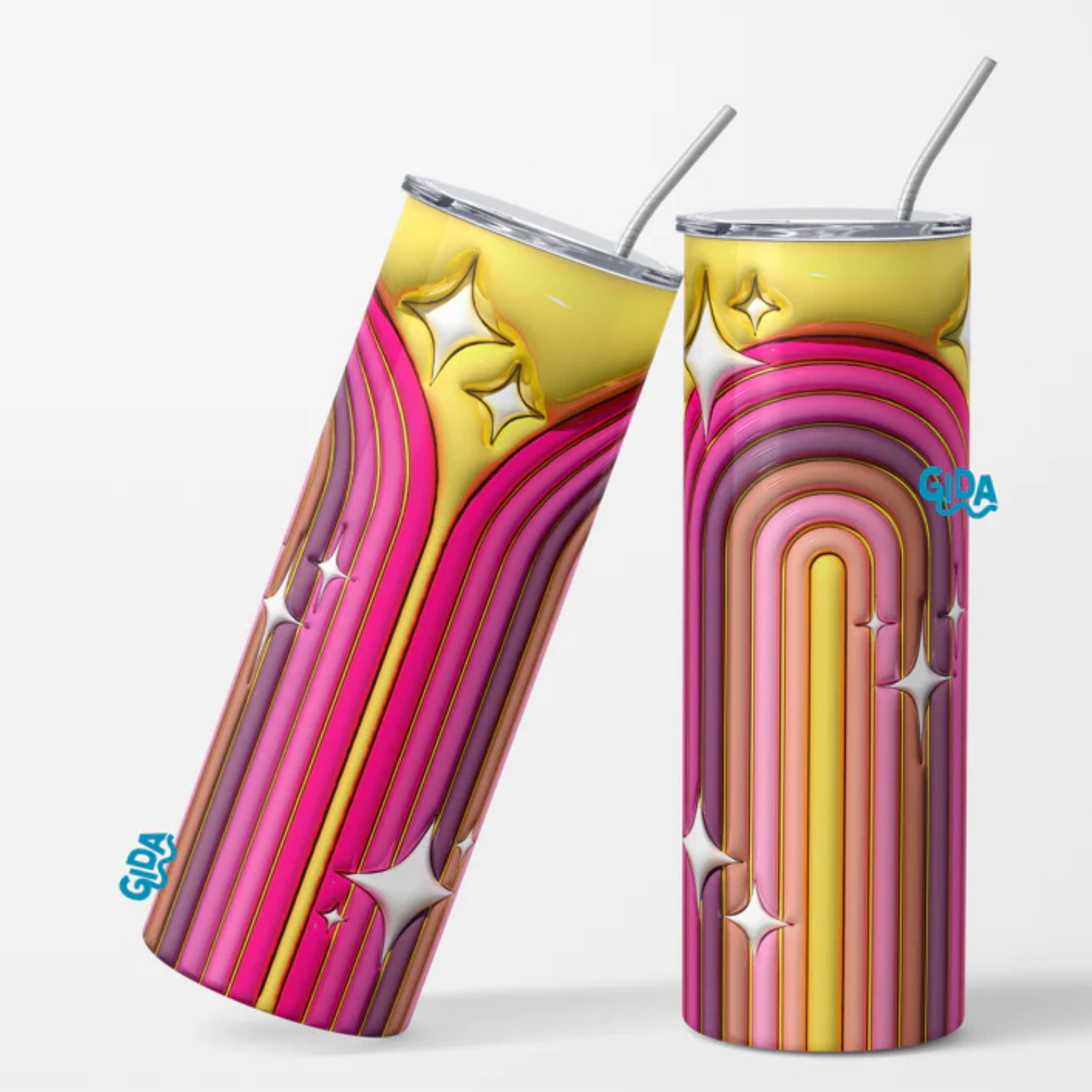 3D Wrap | Yellow Shiny Rainbow | 20 oz