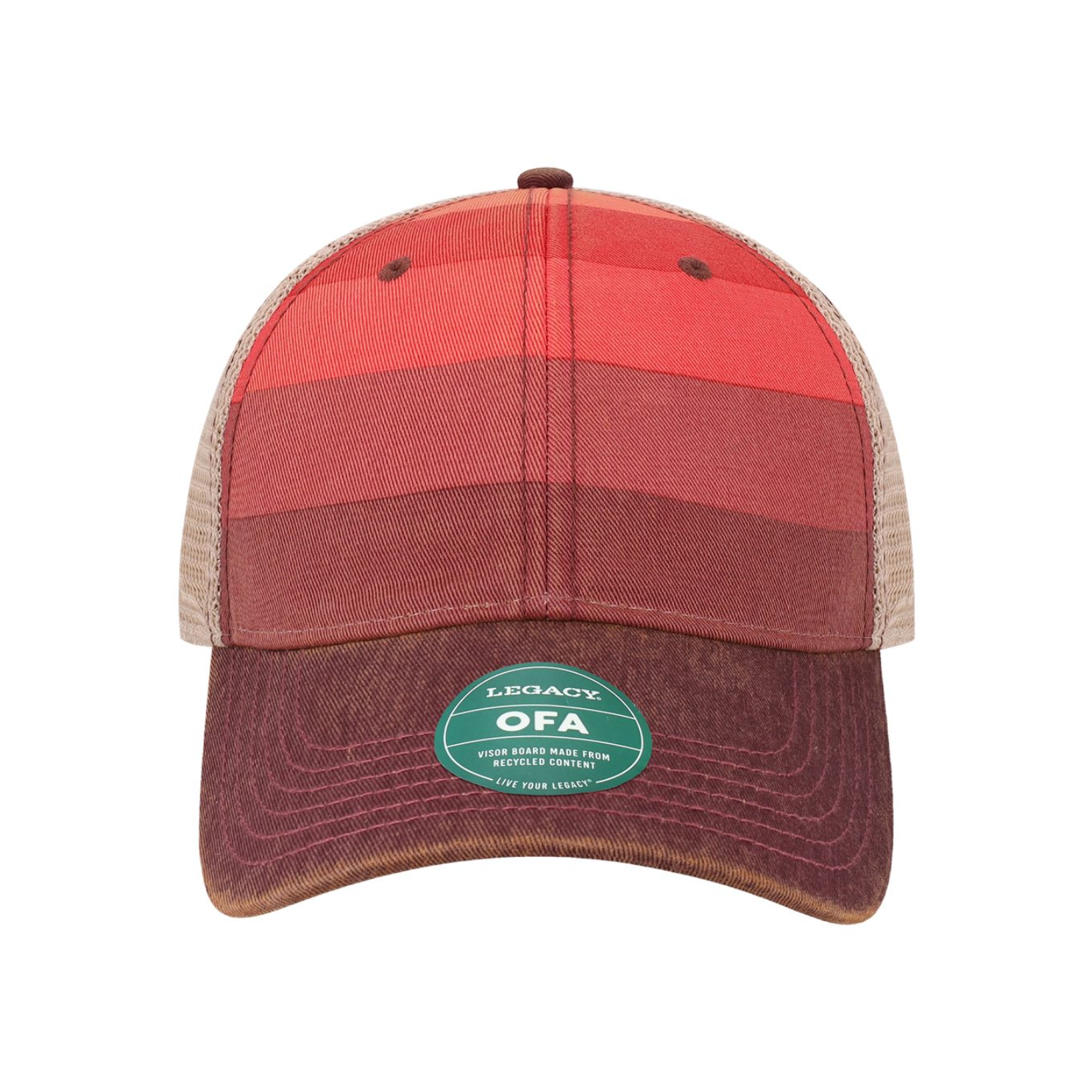 Old Favorite Trucker Cap - OFA | Red Stripe Khaki