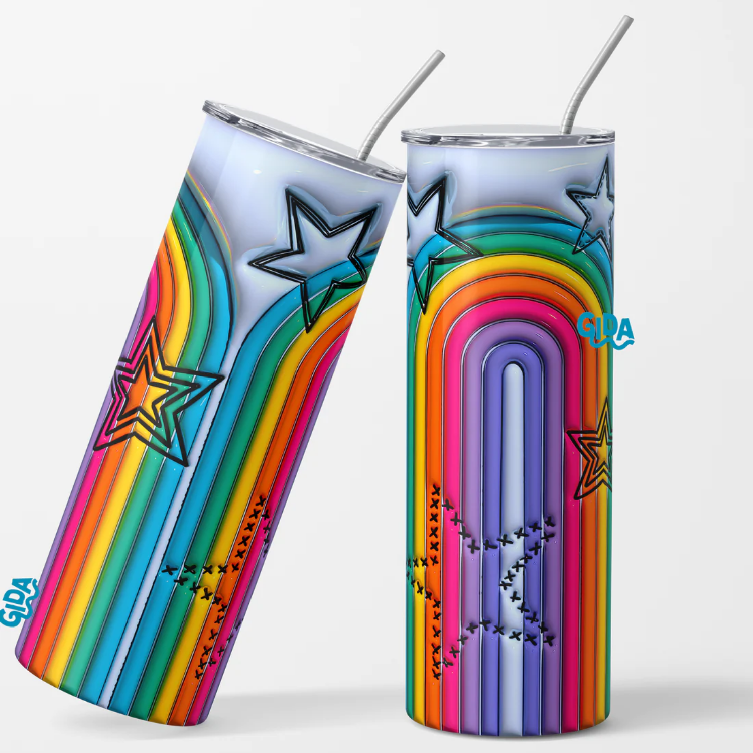 3D Wrap | Rainbow and Stars | 20 oz