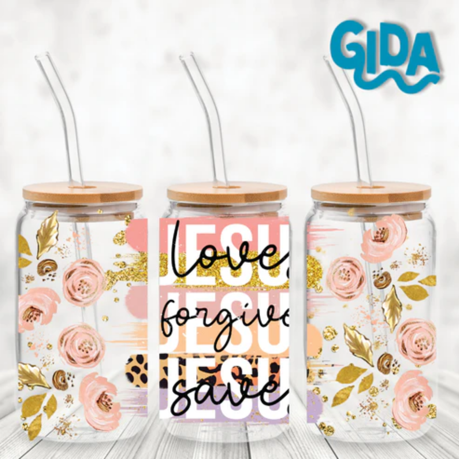 UV DTF Wrap | Jesus Love Forgive Saves | 9.5 x 4.33"