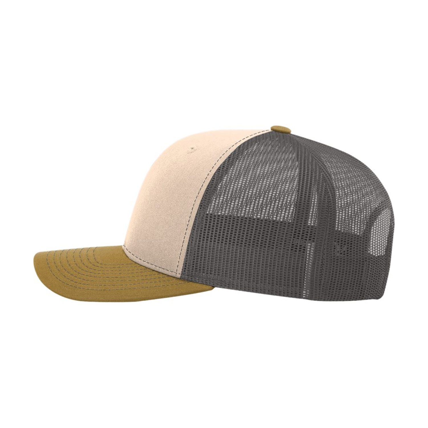Richardson 112 | Adjustable Snapback Trucker Cap | Mink Beige/ Charcoal/ Amber Gold