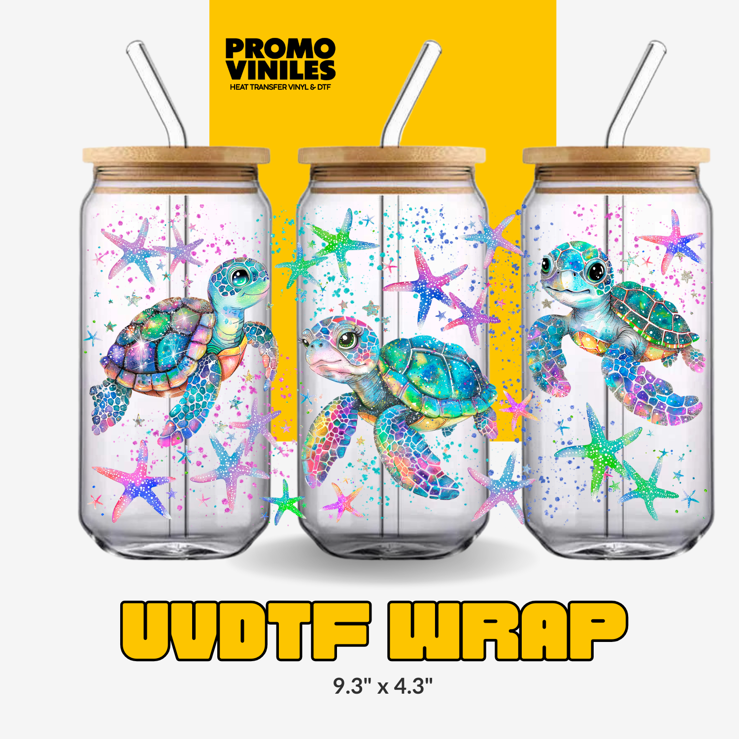 UV DTF Wrap | Neon Turtles