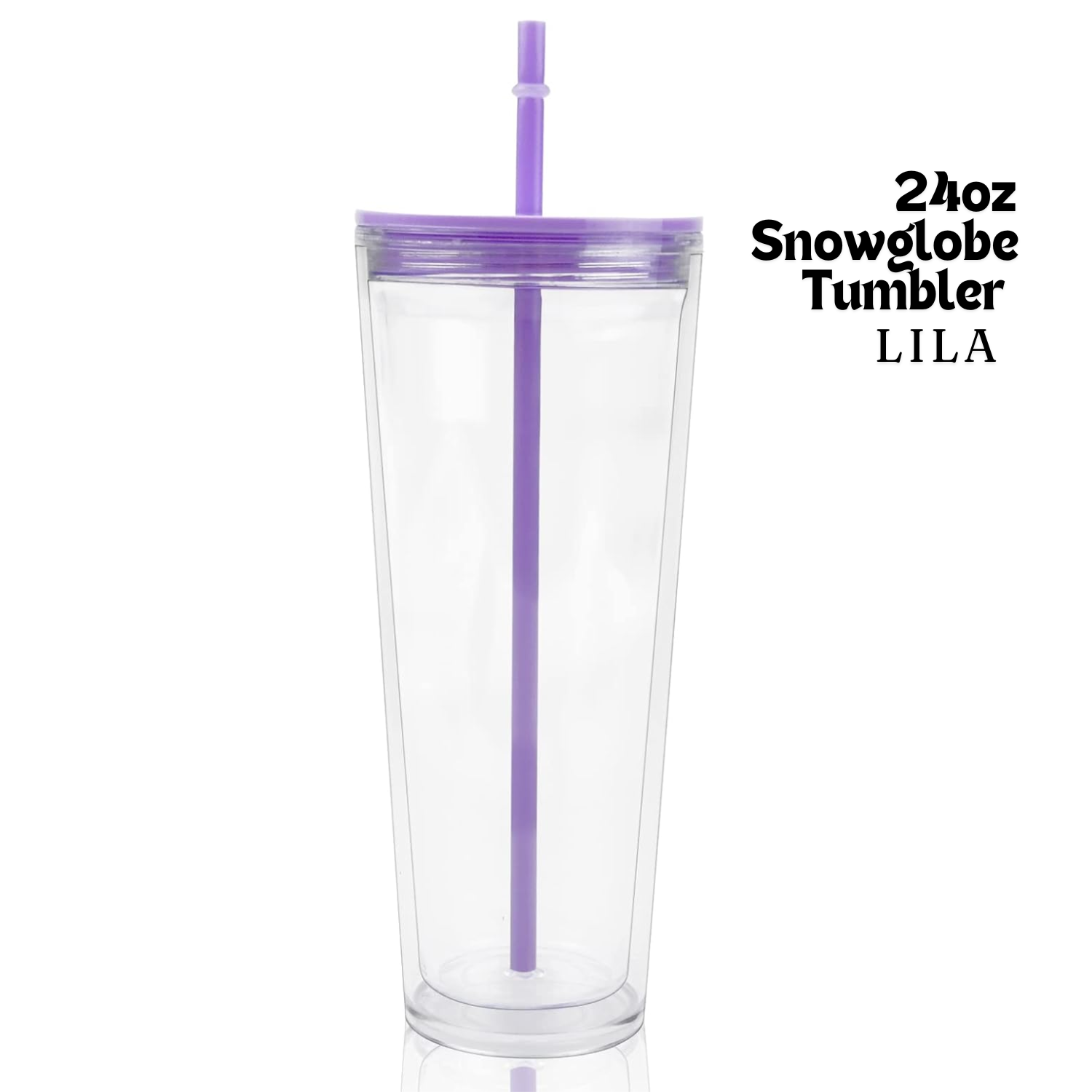 Vaso Acrílico Transparente | Doble Pared | 24 oz | Tapa Lila