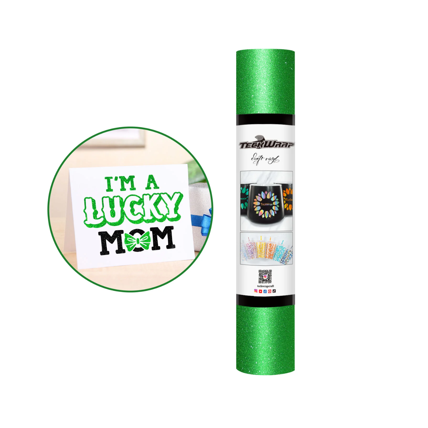 Vinil Adhesivo | Permanente | Galaxy Glitter Green | Ancho 12"