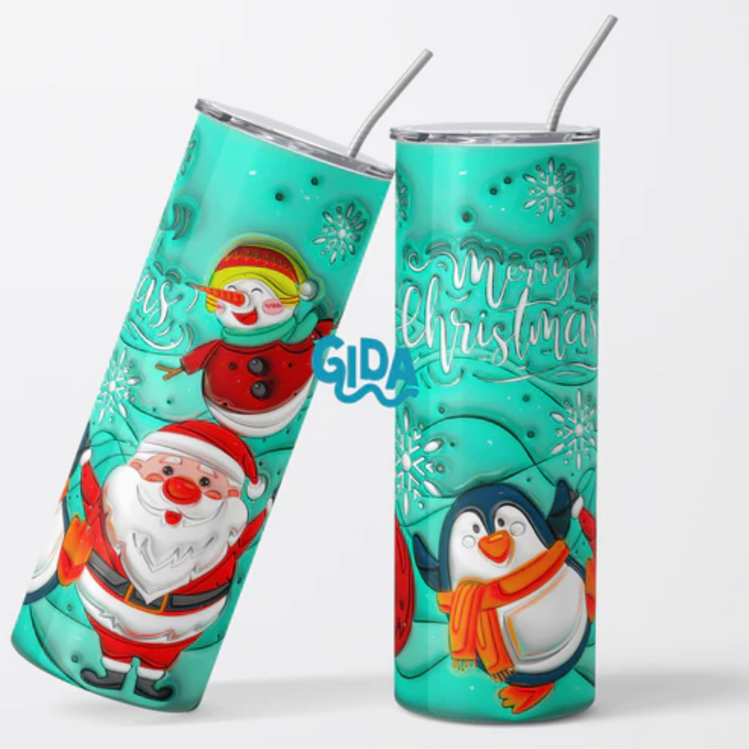 3D Wrap | Mint Christmas Santa | 20 oz