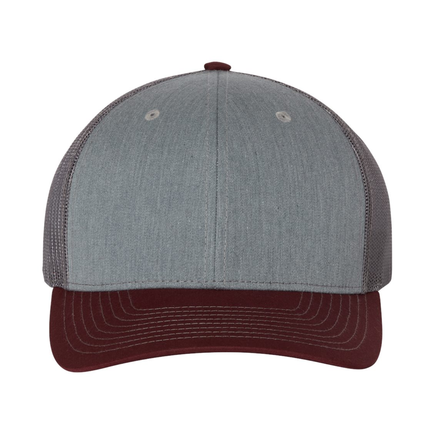 Richardson 112 | Adjustable Snapback Trucker Cap | Heather Grey/ Charcoal/ Maroon