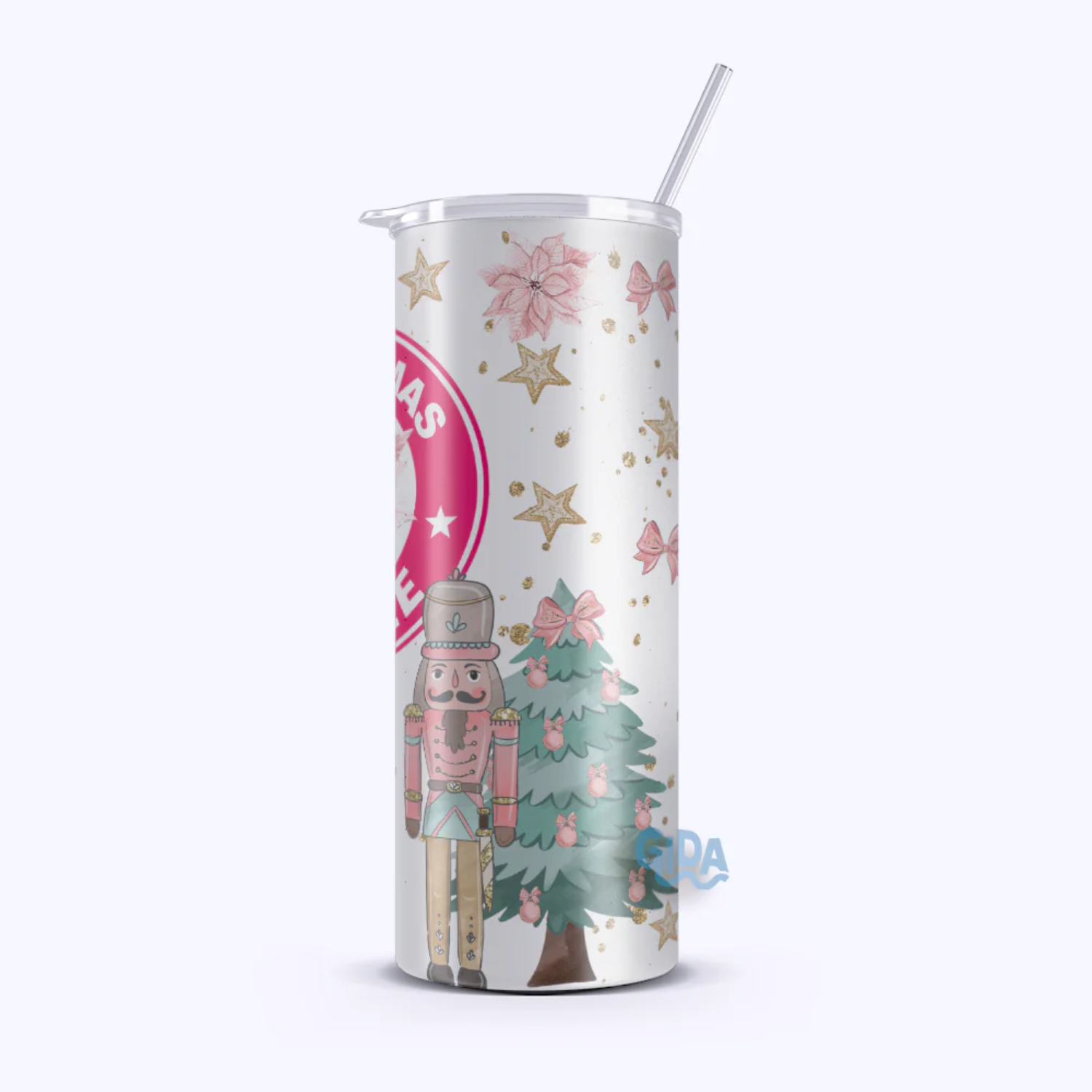 UV DTF Wrap | PINK Nutcracker Christmas | 20oz Full Wrap