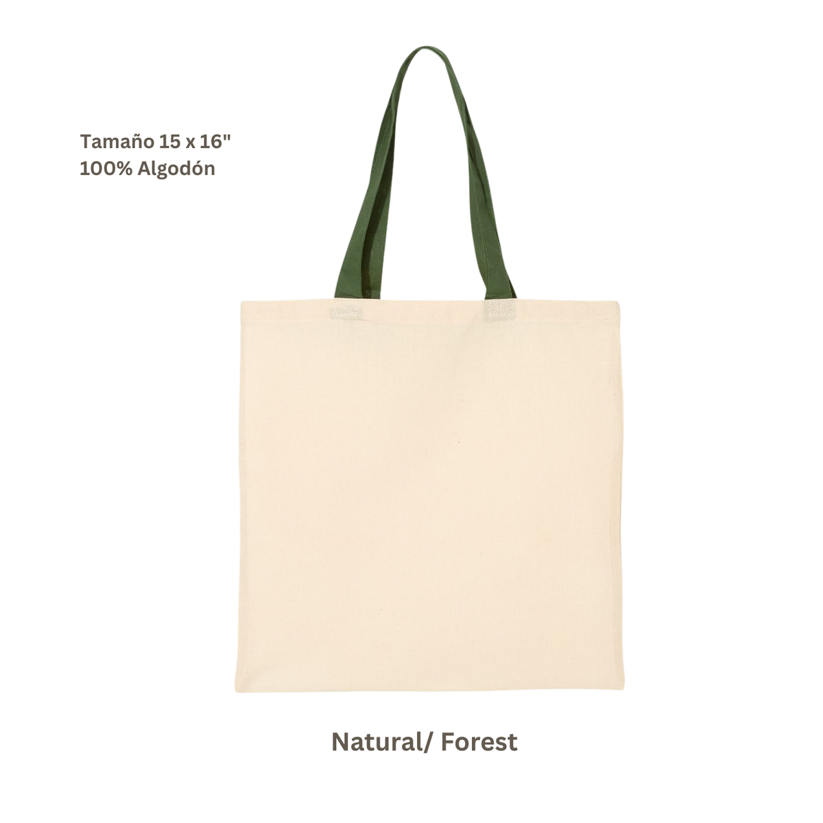 Bolsa Tote de Algodón Natural | Asa Color Verde Oscuro