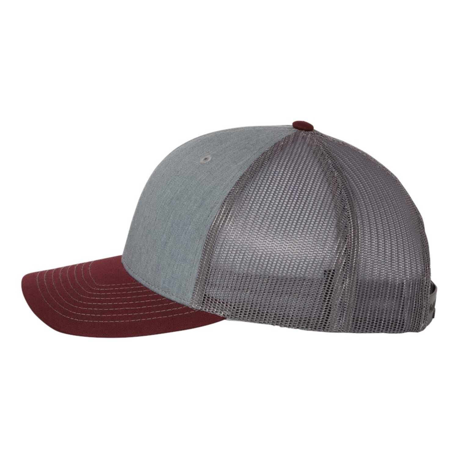 Richardson 112 | Adjustable Snapback Trucker Cap | Heather Grey/ Charcoal/ Maroon