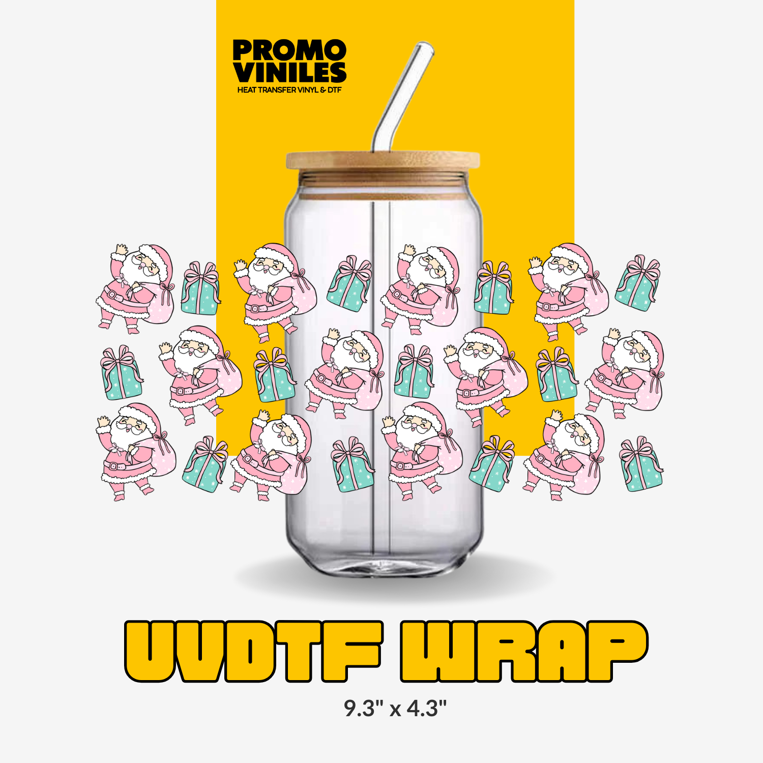 UV DTF Wrap | Pink Santa