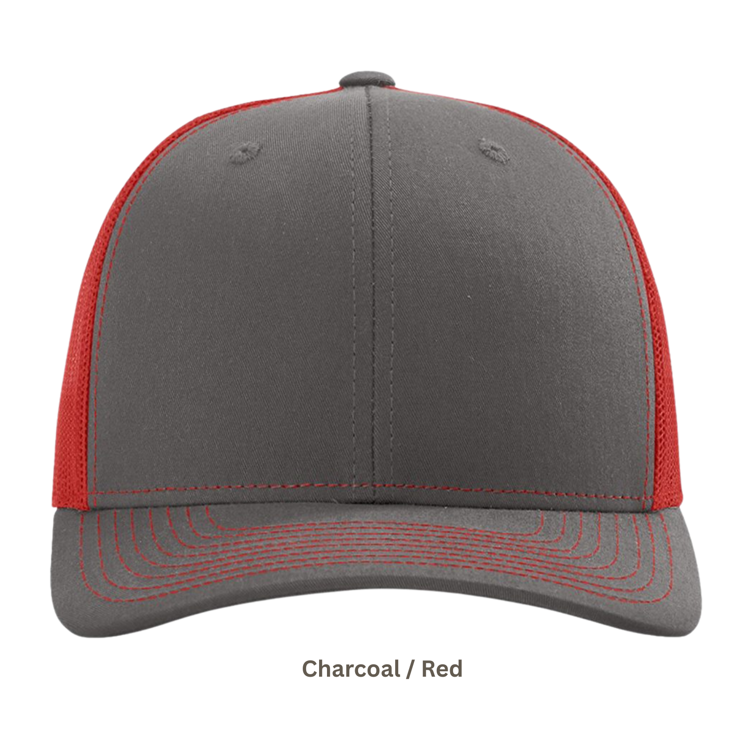 Richardson 112 | Adjustable Snapback Trucker Cap | Charcoal / Red