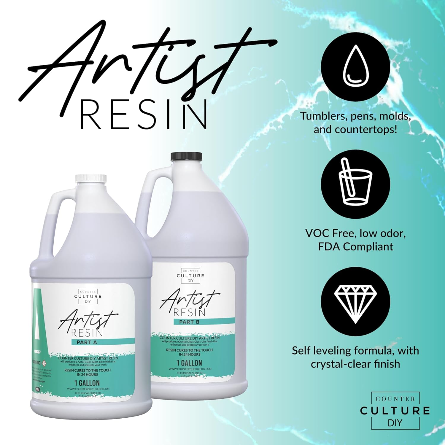 Resina | Artist Resin | Medium Viscosity | Kit de 1 Galón