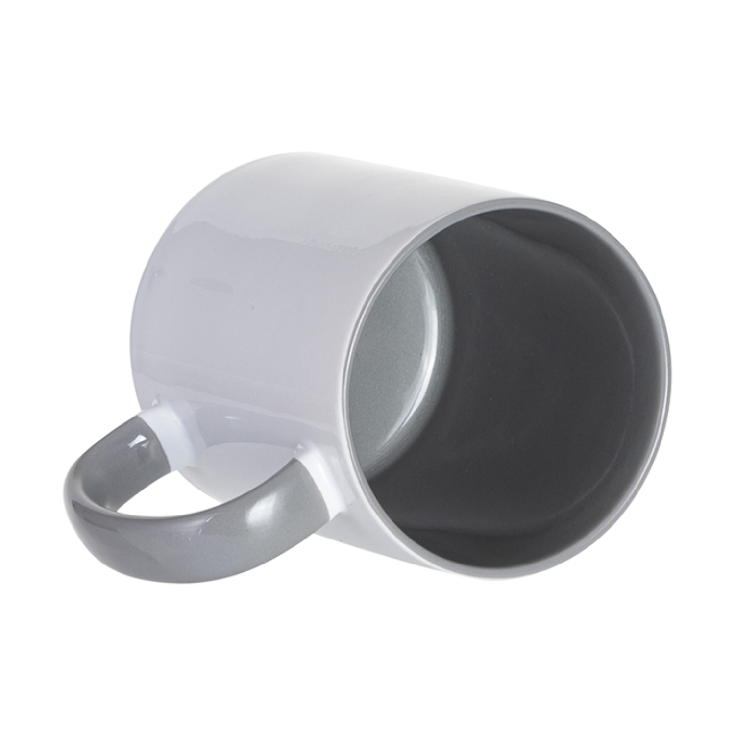 Taza Cerámica para Sublimación Blanca con Interior y Asa Gris | 11oz