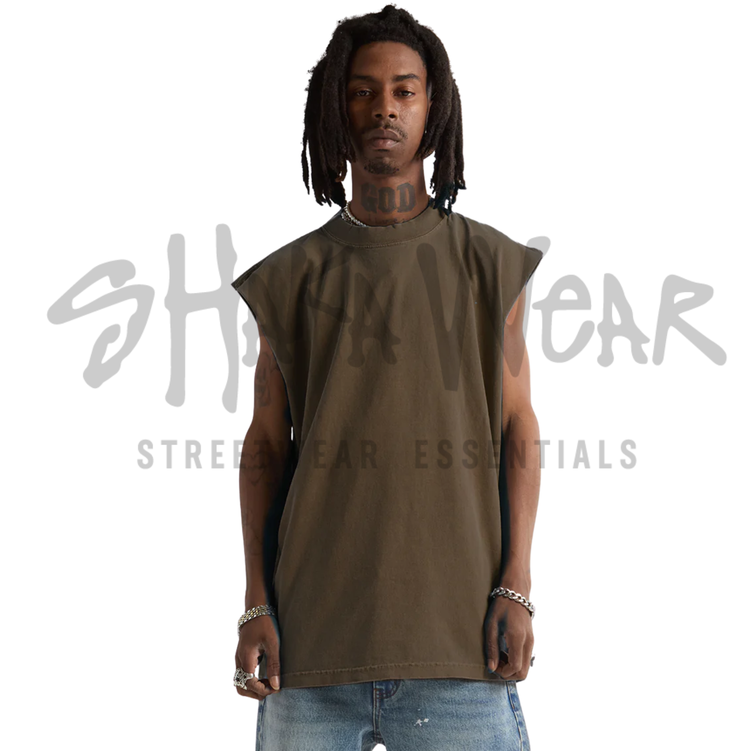 Shaka Wear Garment Dye Muscle Tee | Mocha | 7.5 oz