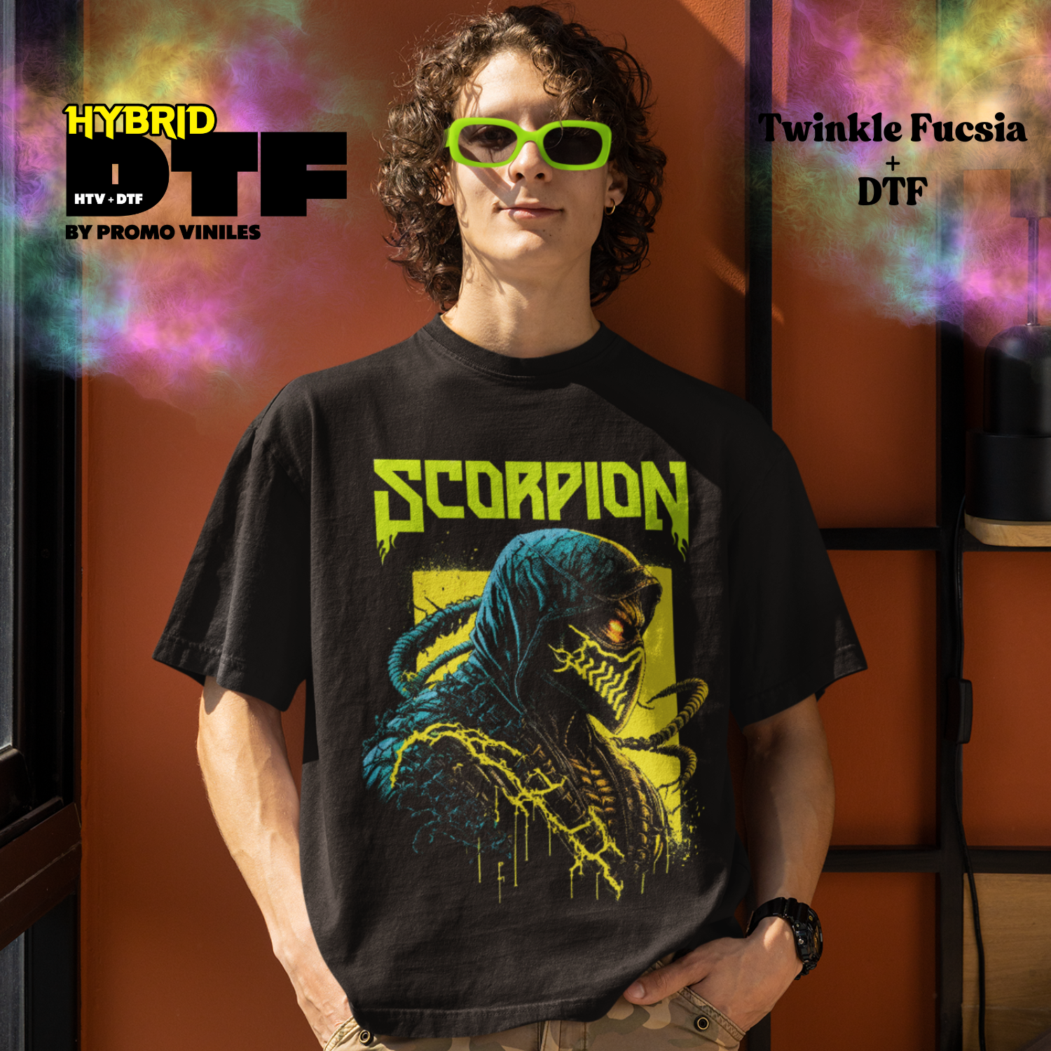 Hybrid DTF | Scorpion Halftone | Brick 600 Neon Yellow