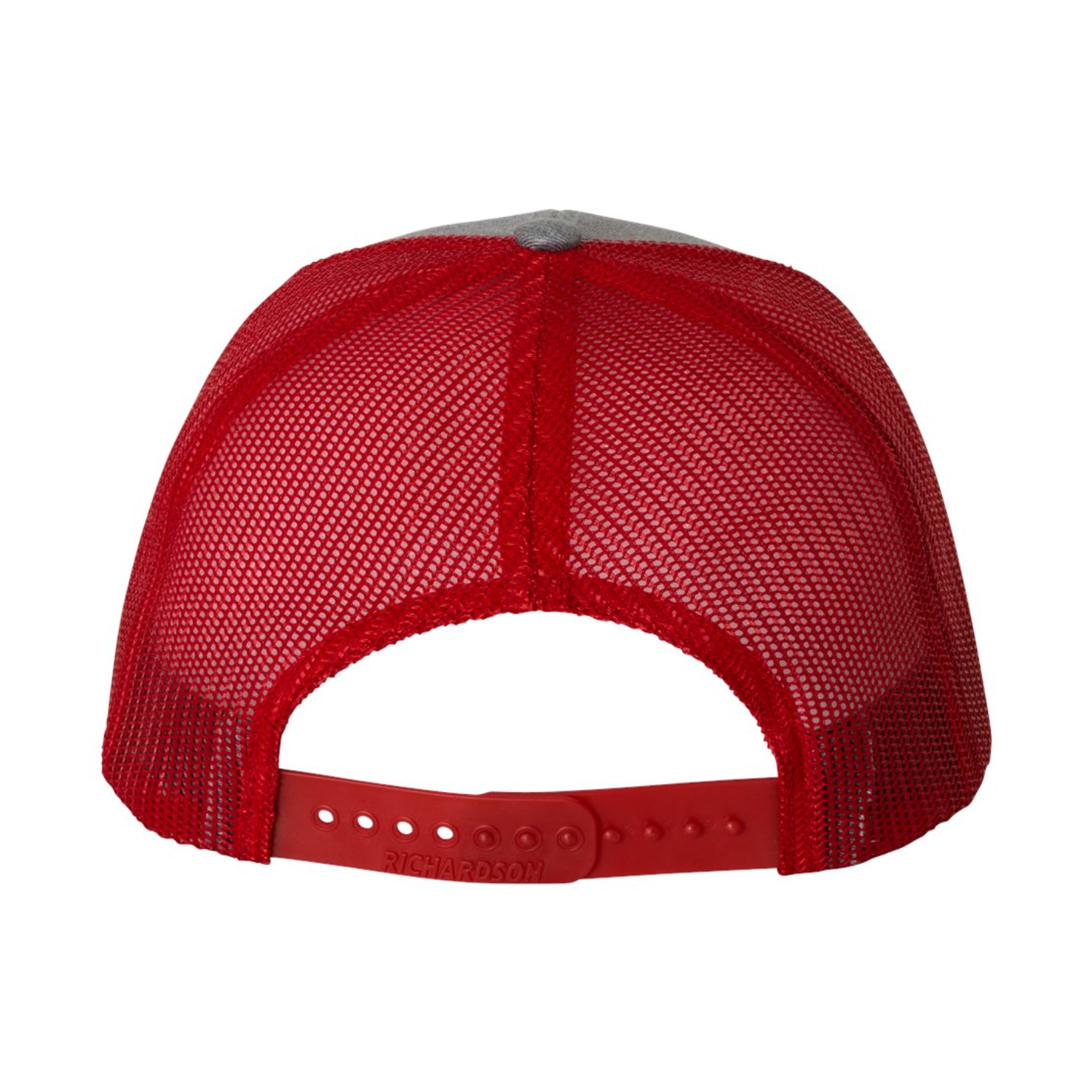 Richardson 112 | Adjustable Snapback Trucker Cap | Heather Grey / Red