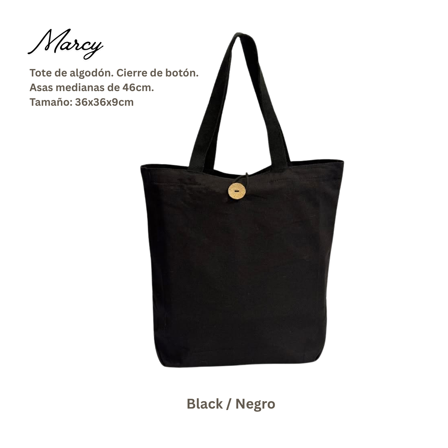 Bolsa Tote Algodón Marcy | Negra