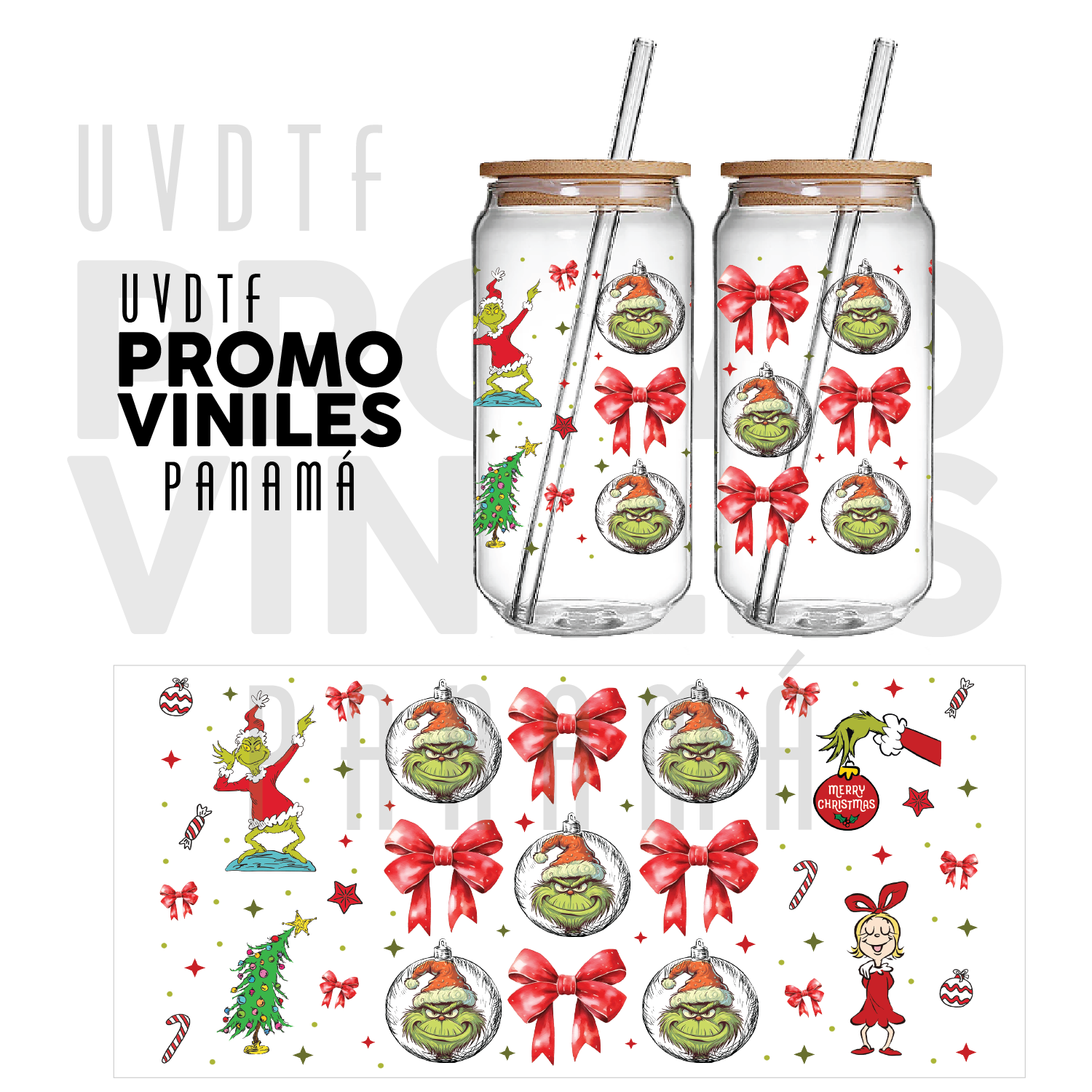 UV DTF Wrap | Grinch Bows