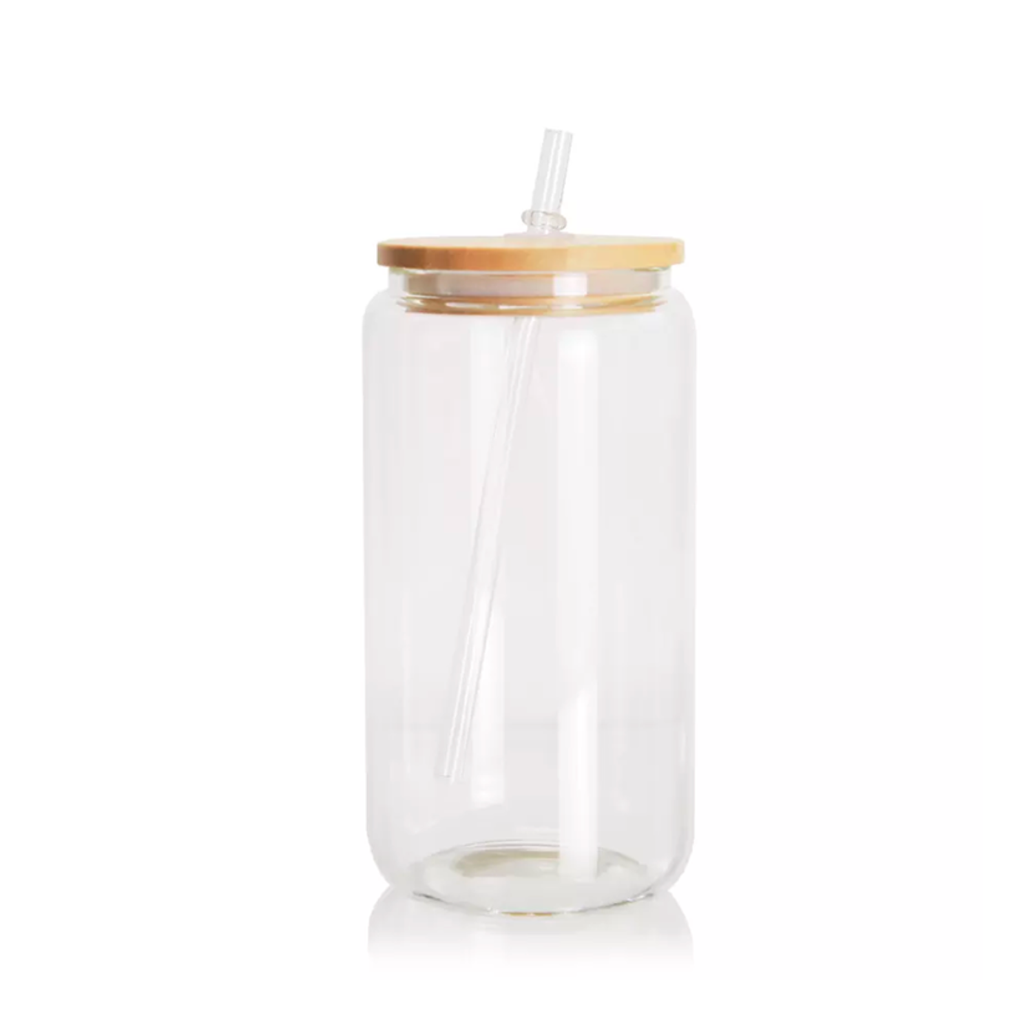 Can Glass | Tapa de bambú y carrizo | Clear | 16oz