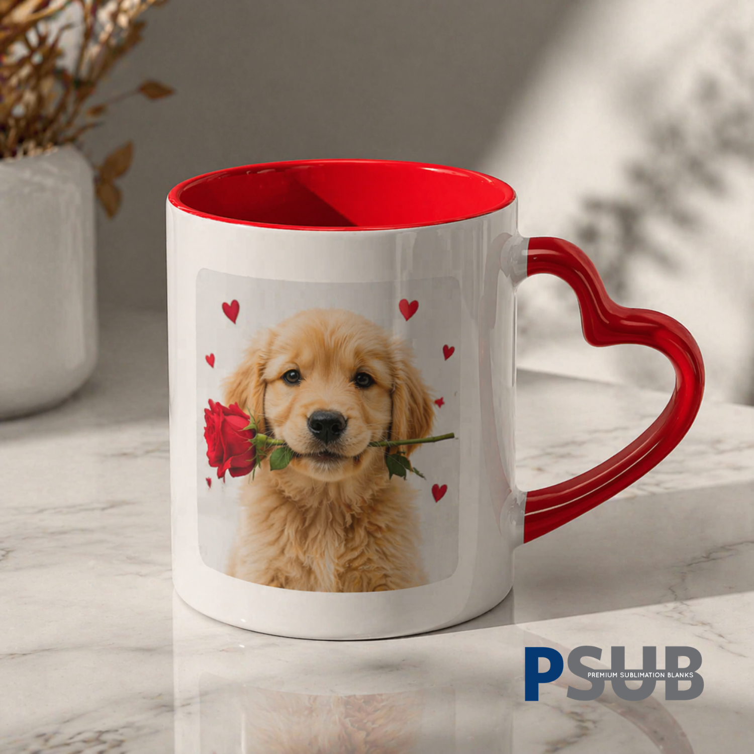 Taza Cerámica con asa en forma de corazón | Roja | 11oz