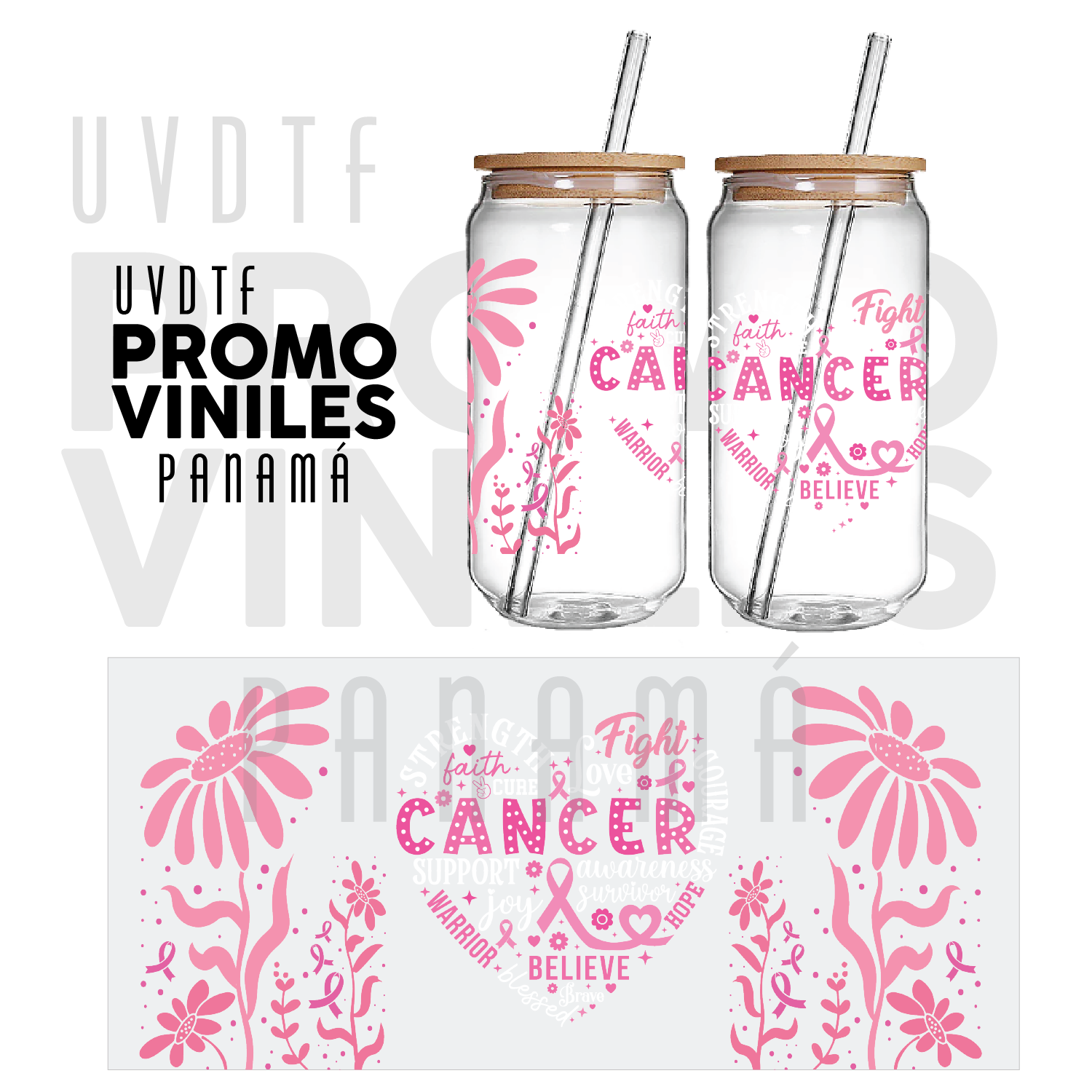 UV DTF Wrap | Pink Flower