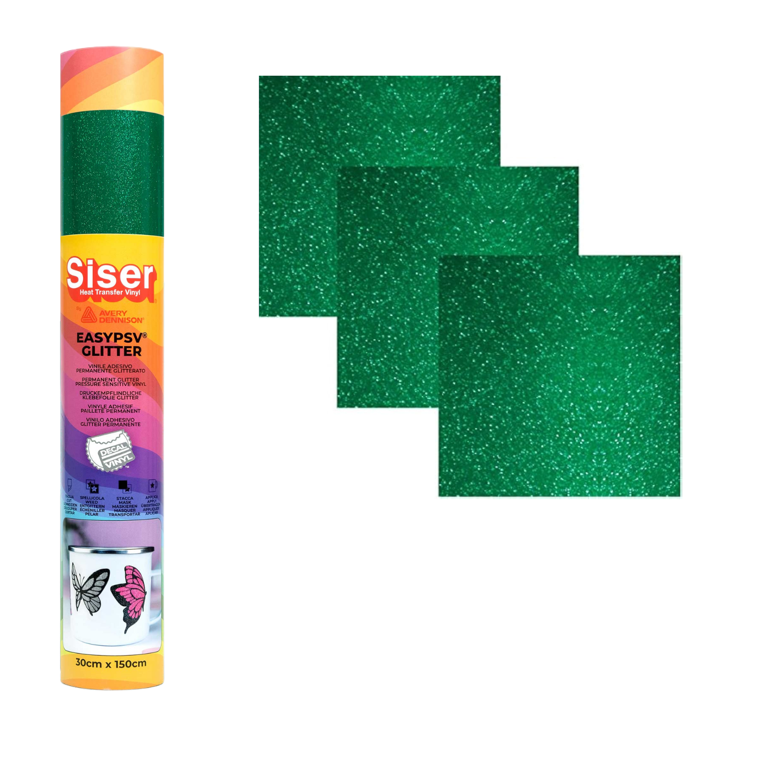 Vinil Adhesivo | EasyPSV® Glitter | Emerald Envy | Ancho 12"