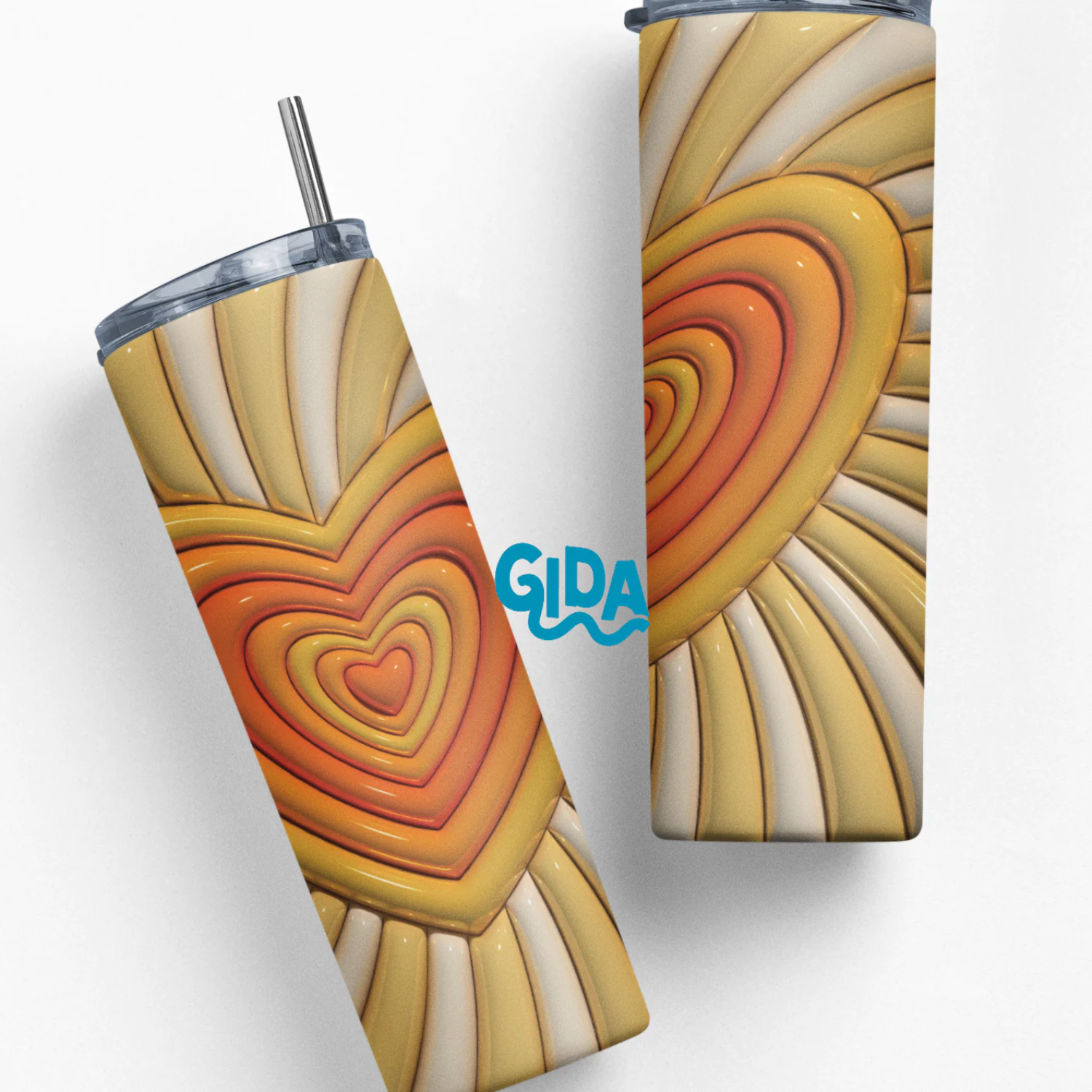 3D Wrap | Yellow Heart | 20 oz