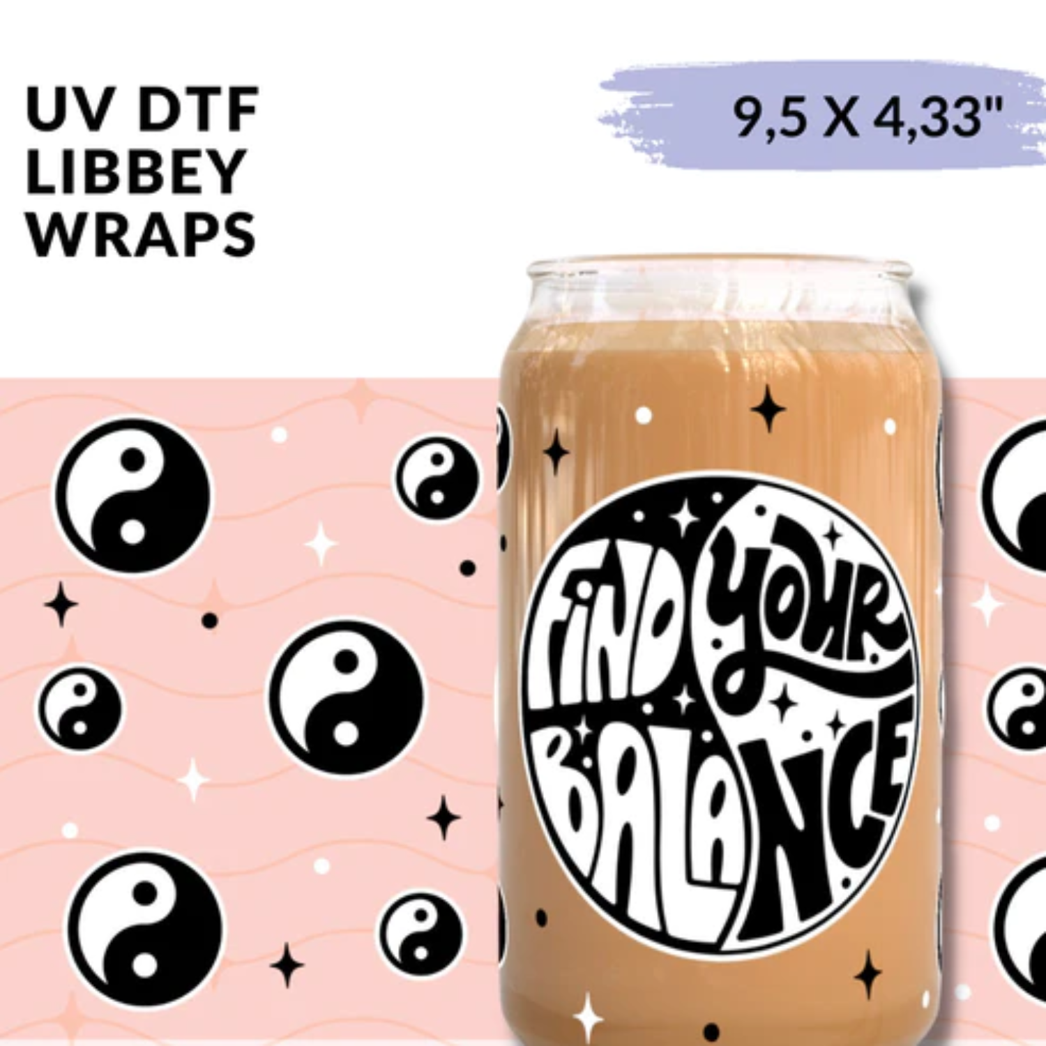 UV DTF Wrap | Yin and Yan | 9.5 x 4.33"
