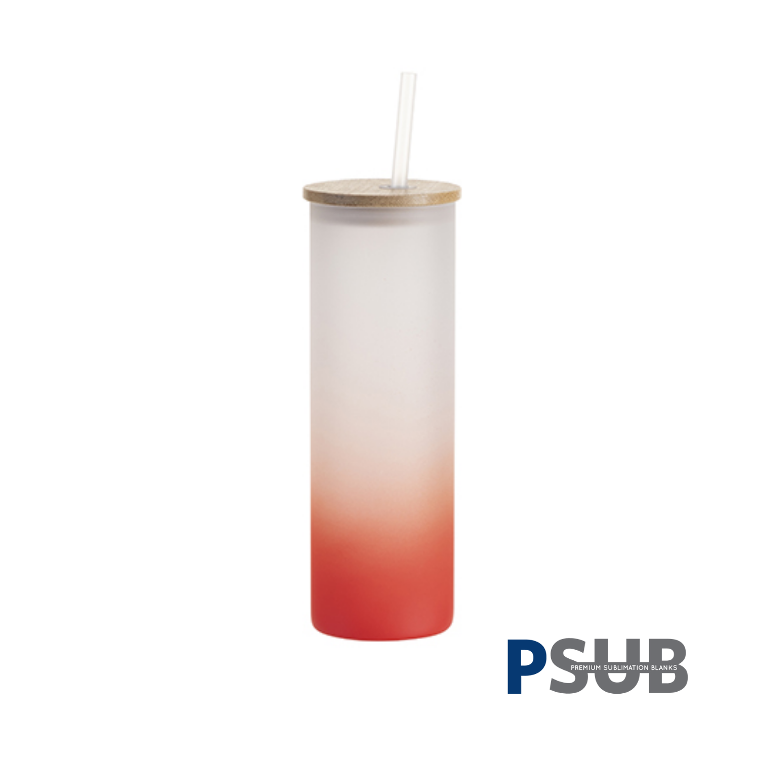 Vaso Skinny de Vidrio | Frosted con degradé rojo | 20 oz