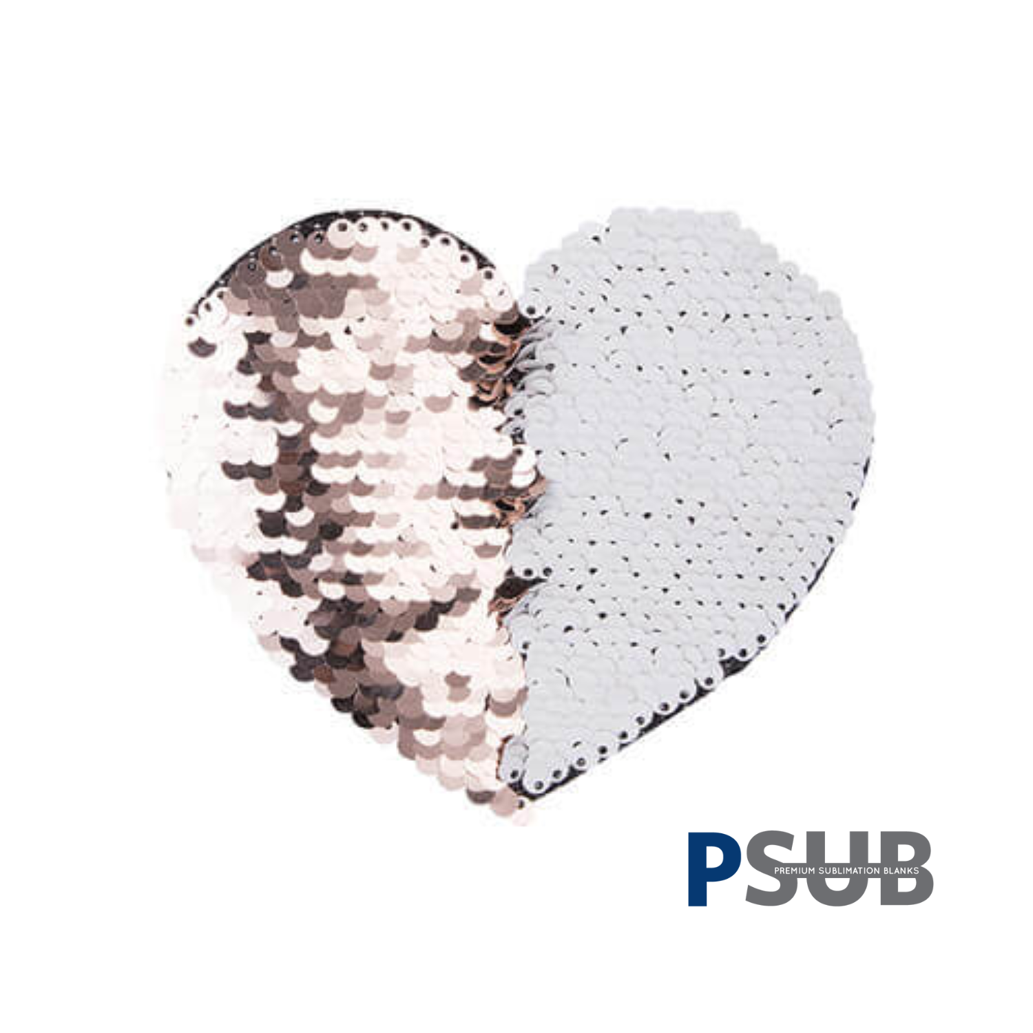 Parche de Lentejuelas | Corazón | Champagne con Blanco | 12 x 10.5 cm