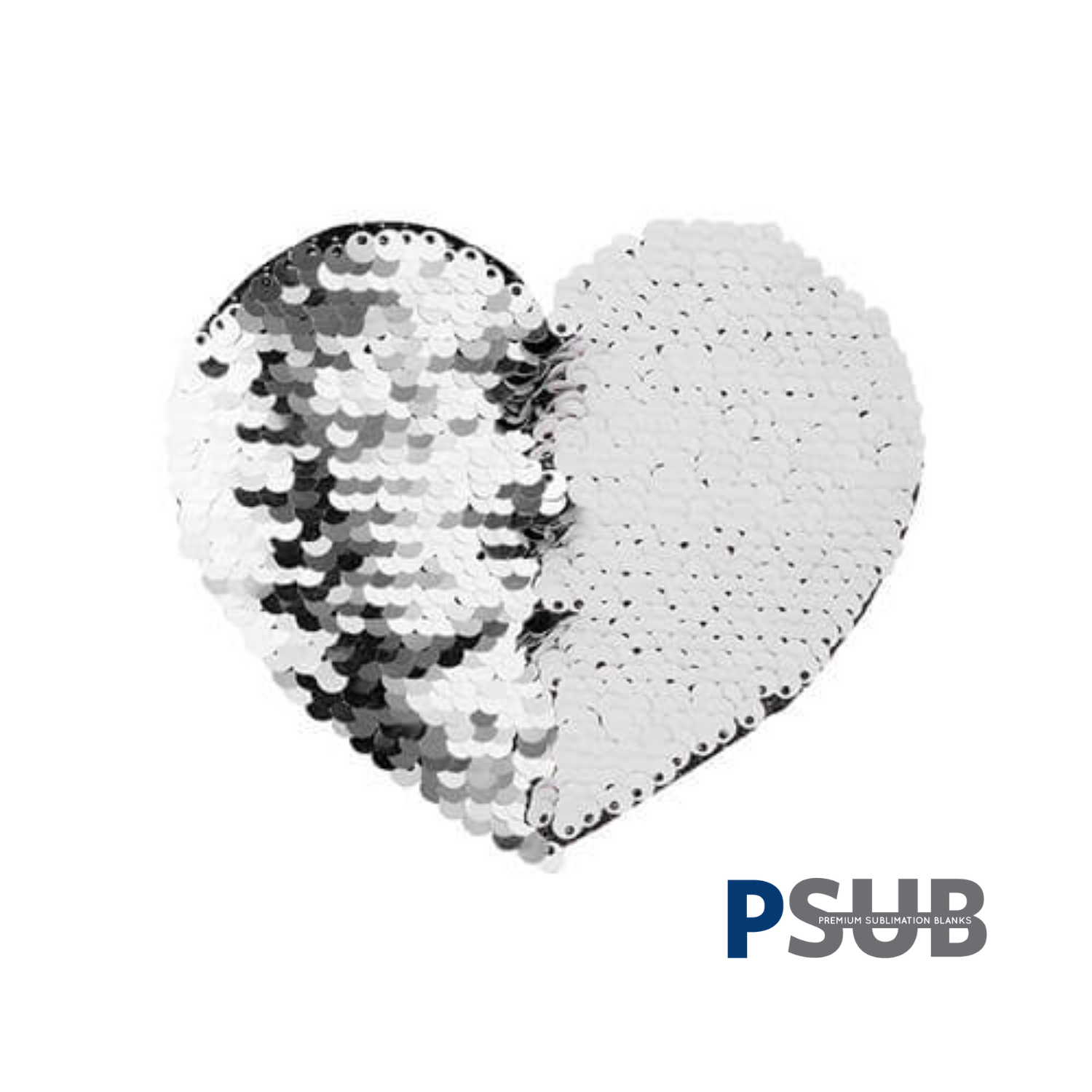 Parche de Lentejuelas | Corazón | Plateado con Blanco | 12 x 10.5 cm