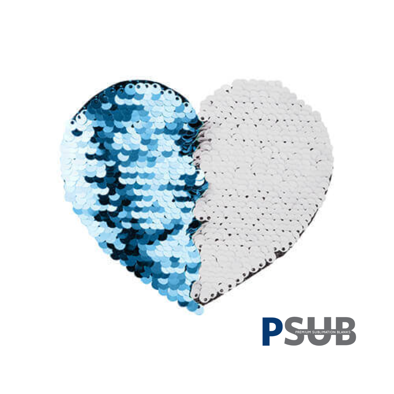 Parche de Lentejuelas | Corazón | Celeste con Blanco | 12 x 10.5 cm