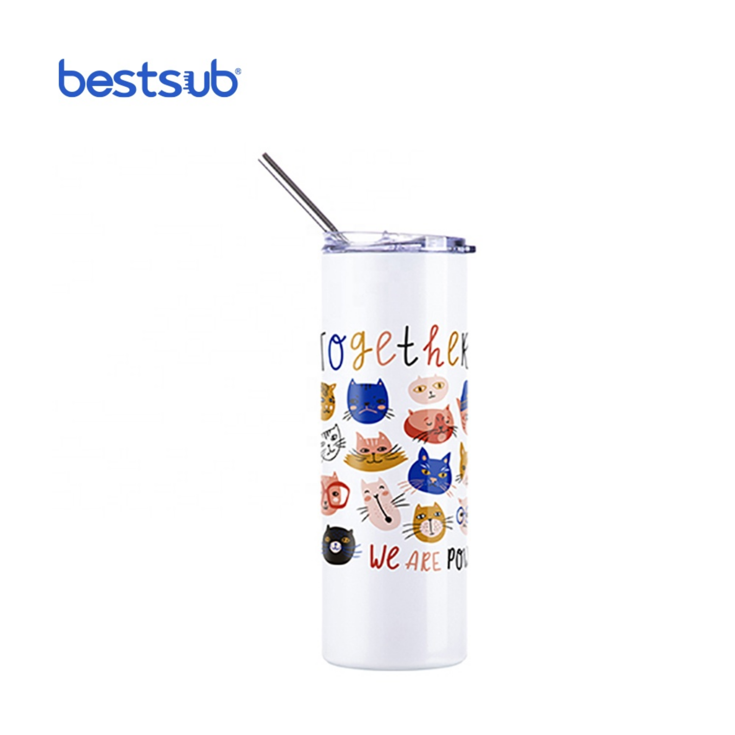 Skinny Tumbler | Sublimable | UV Color Change | White to Purple | 20oz