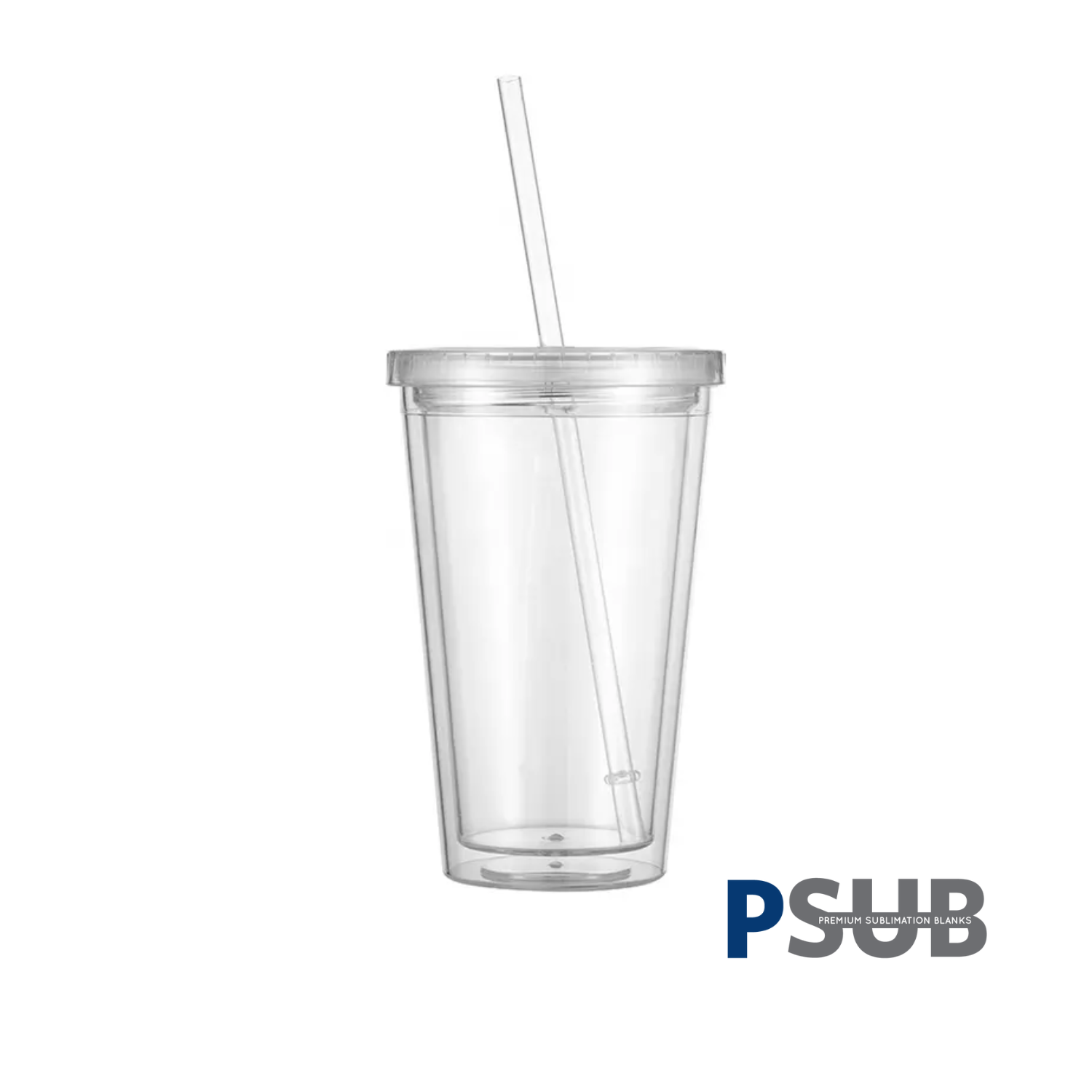 Vaso Doble Pared con carrizo y tapa | 16 oz | Clear
