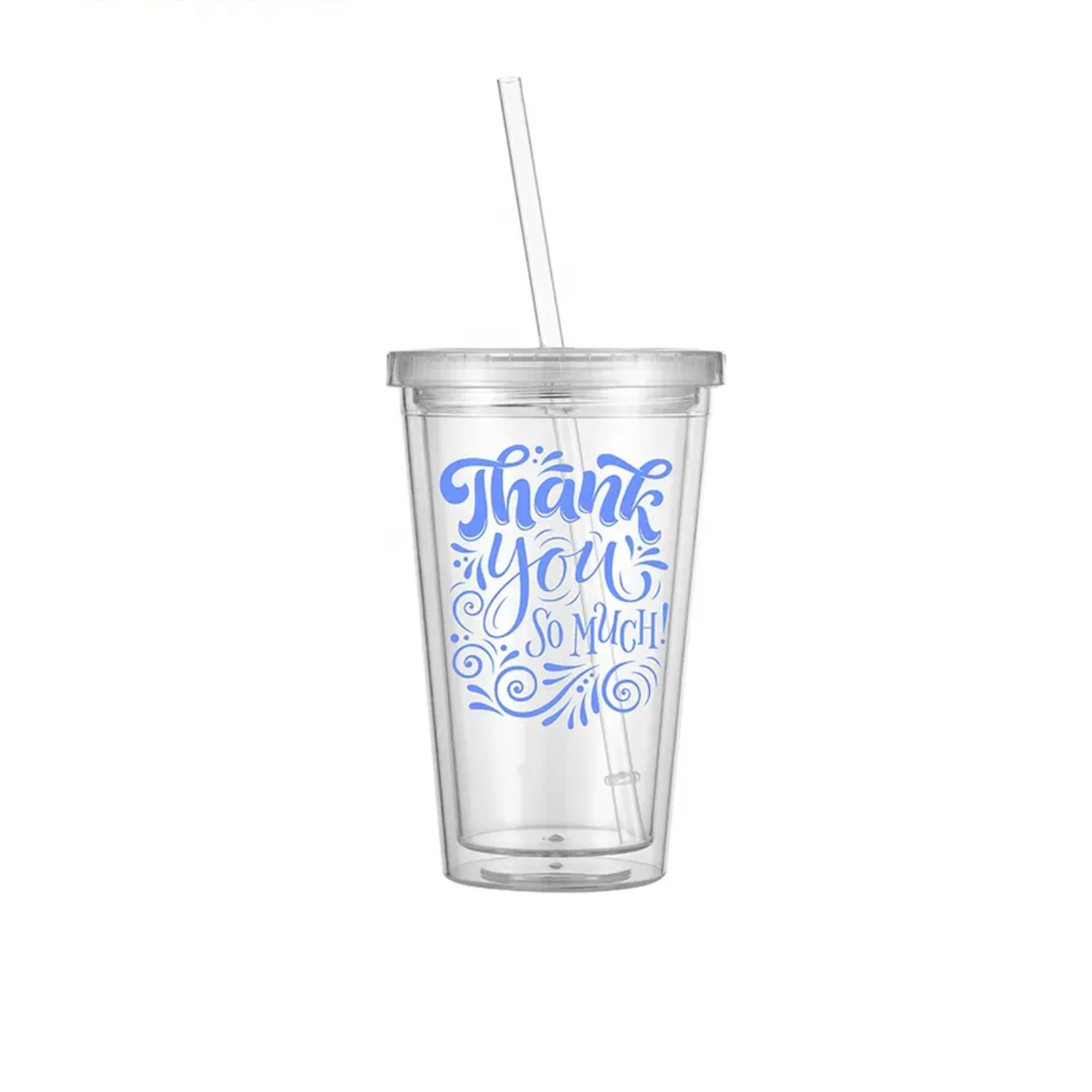 Vaso Doble Pared con carrizo y tapa | 16 oz | Clear