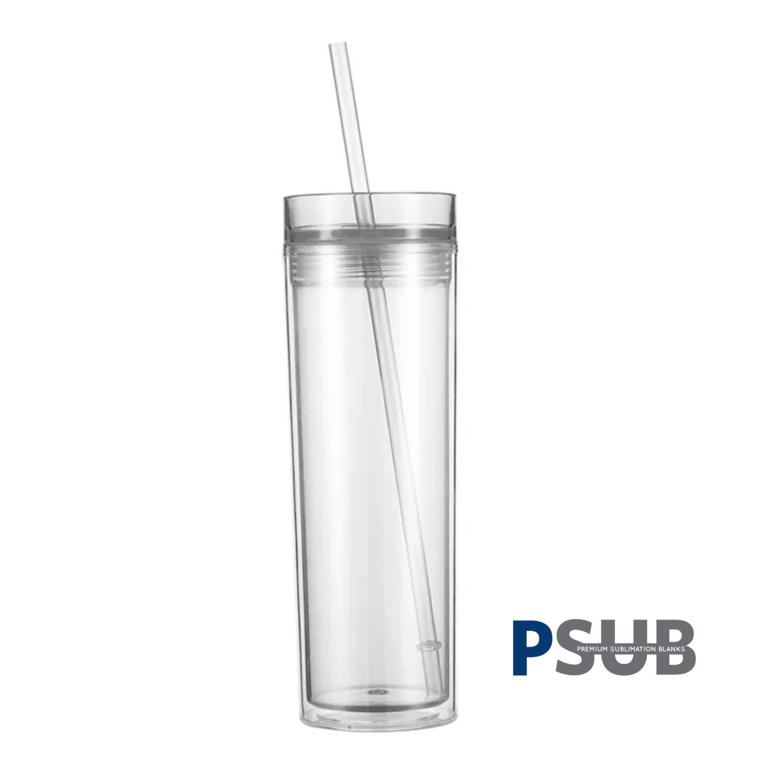 Vaso Skinny con carrizo y tapa | Doble Pared | 16 oz | Clear