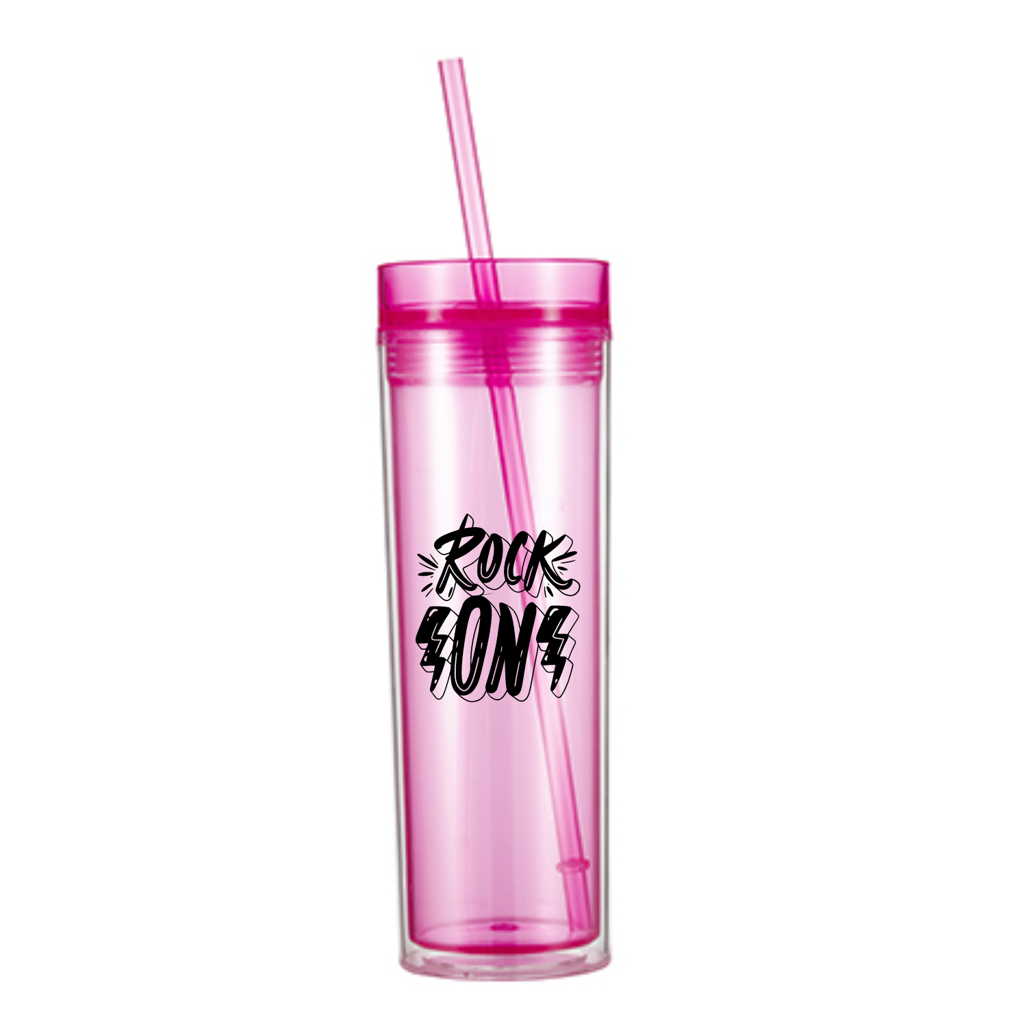 Vaso Skinny con carrizo y tapa | Doble Pared | 16 oz | Rosa